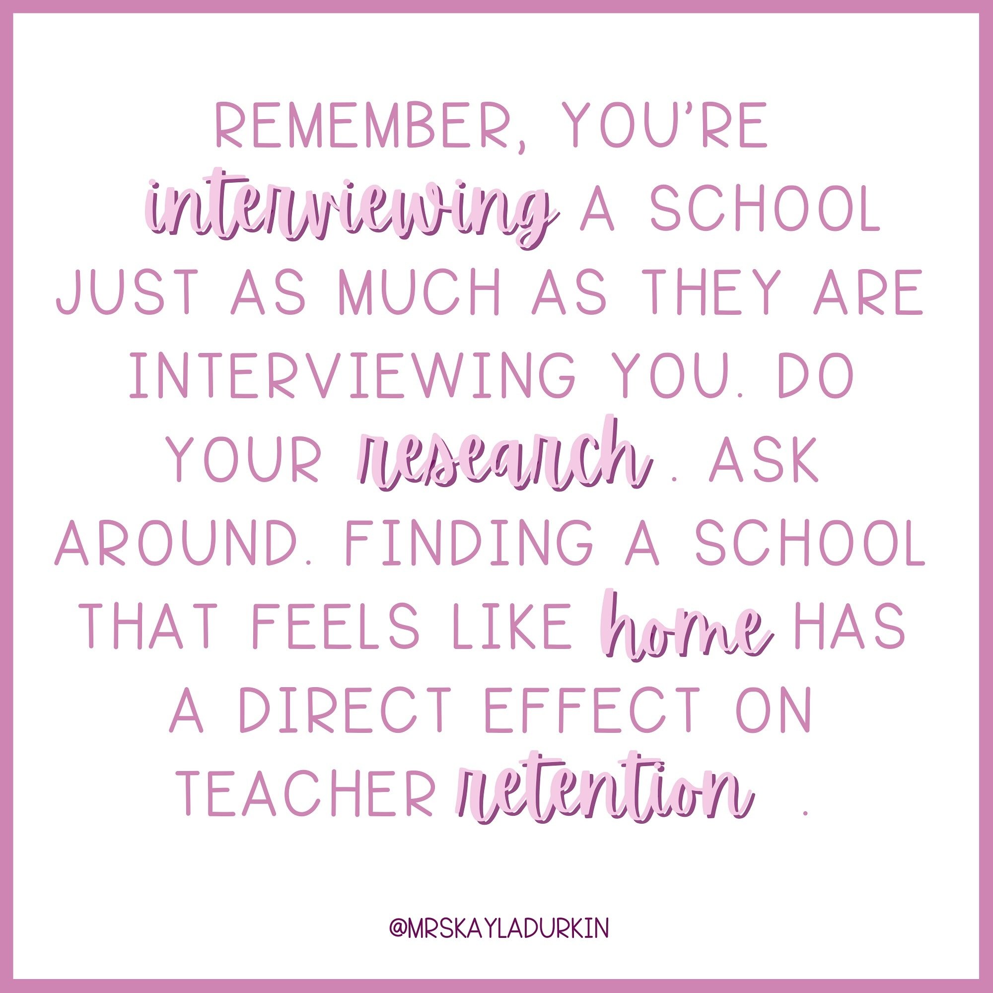Always remember, you&rsquo;re interviewing a school just as much as they are interviewing you!

Before putting in those applications, make sure to do your research✍🏻

Finding a school that feels like home has a direct effect on teacher retention 🥰
