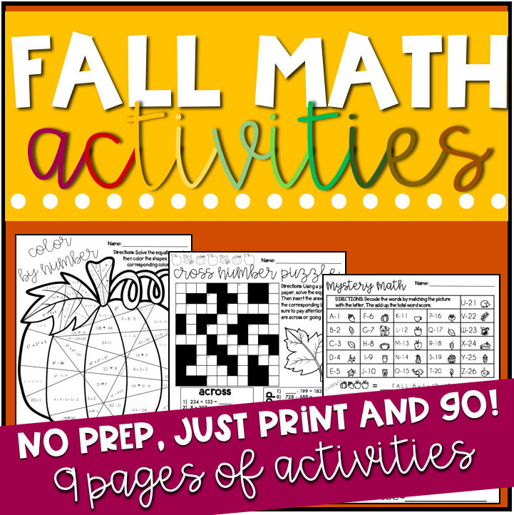 Fall Middle School Math Activities — Mrs. Kayla Durkin