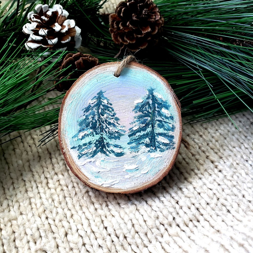 PRE-ORDER Hand-painted custom Where it all began scenic keepsake ornaments  on wood slice — Love, Amarie