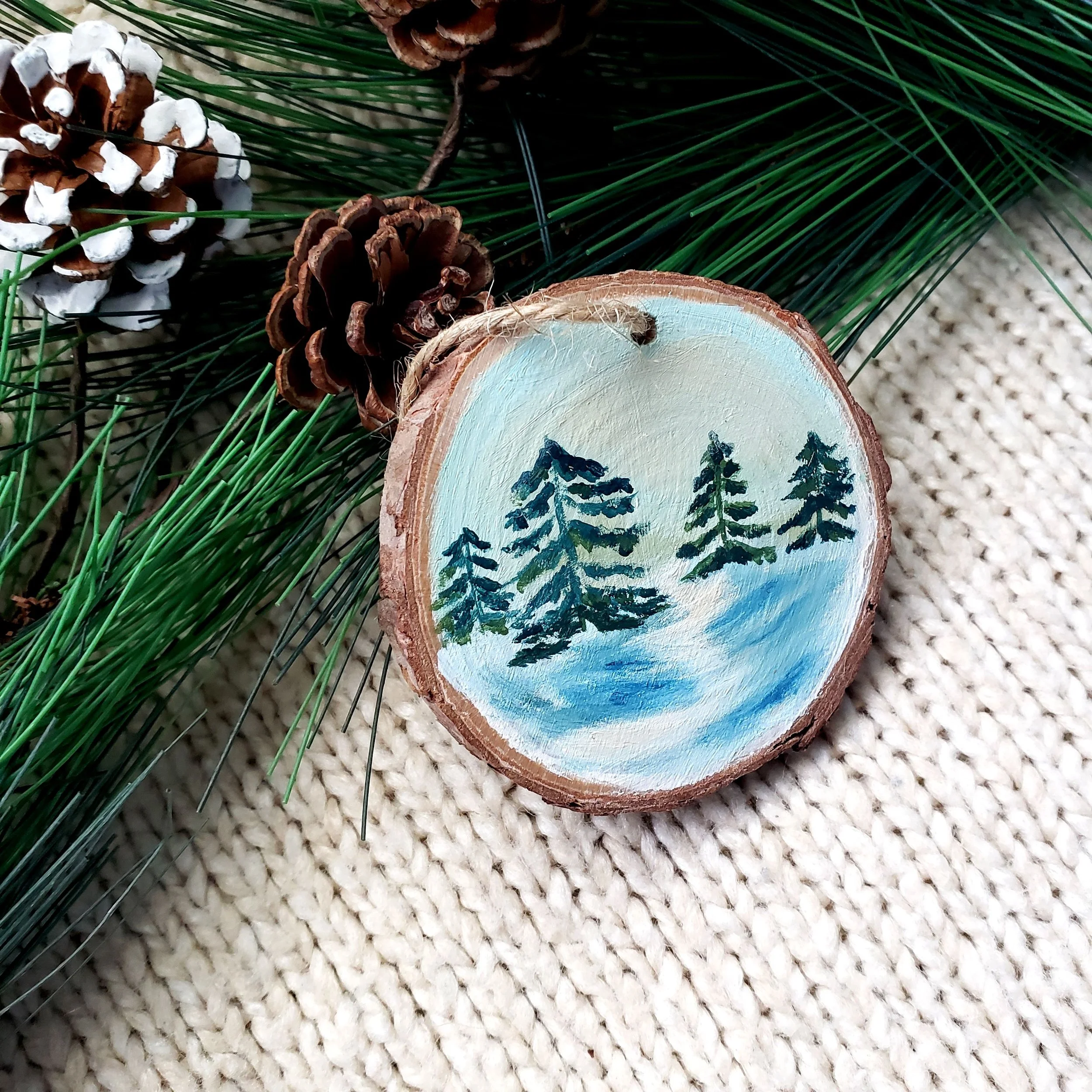 Winter Wood Slice Ornament No. 2