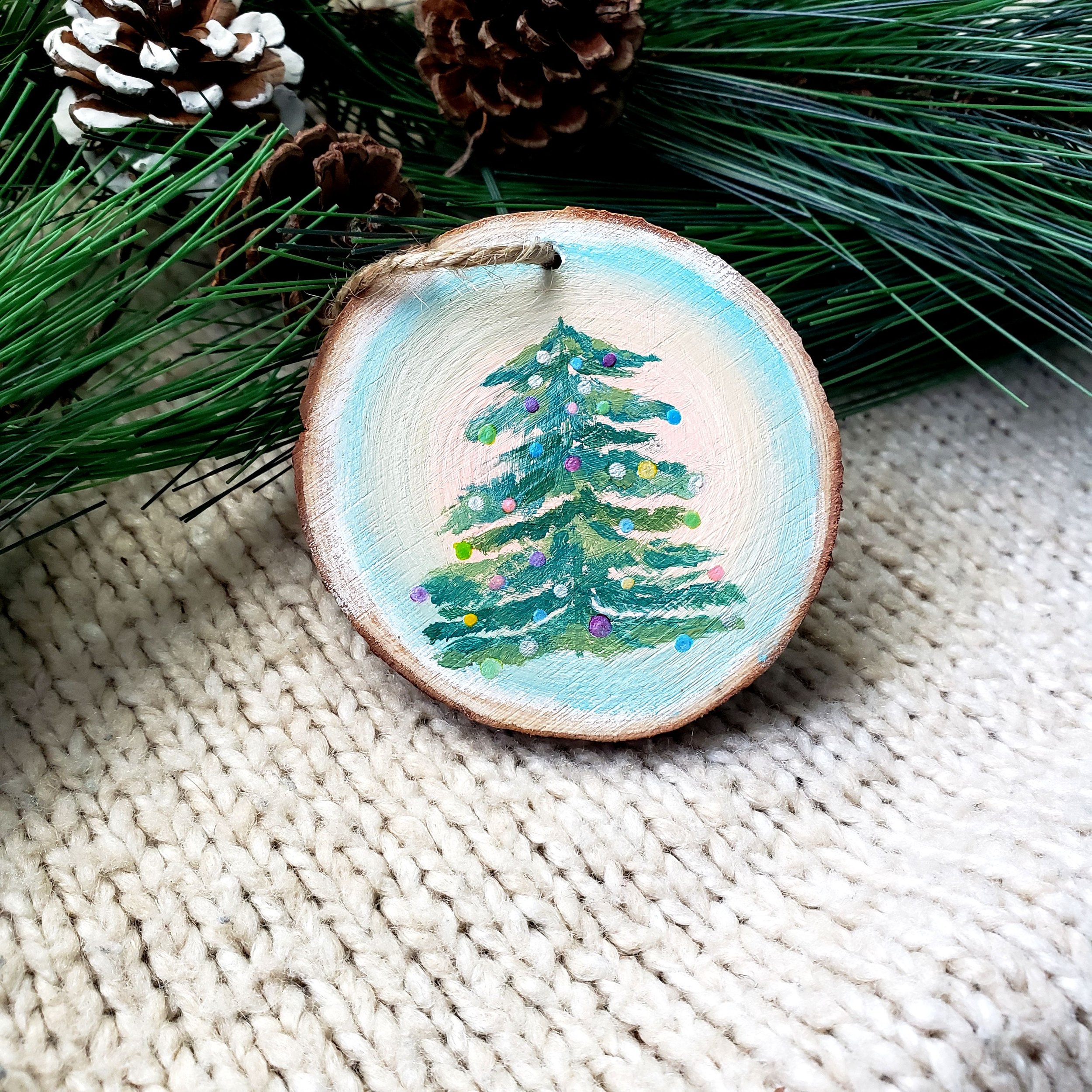 Winter Wood Slice Ornament No. 4