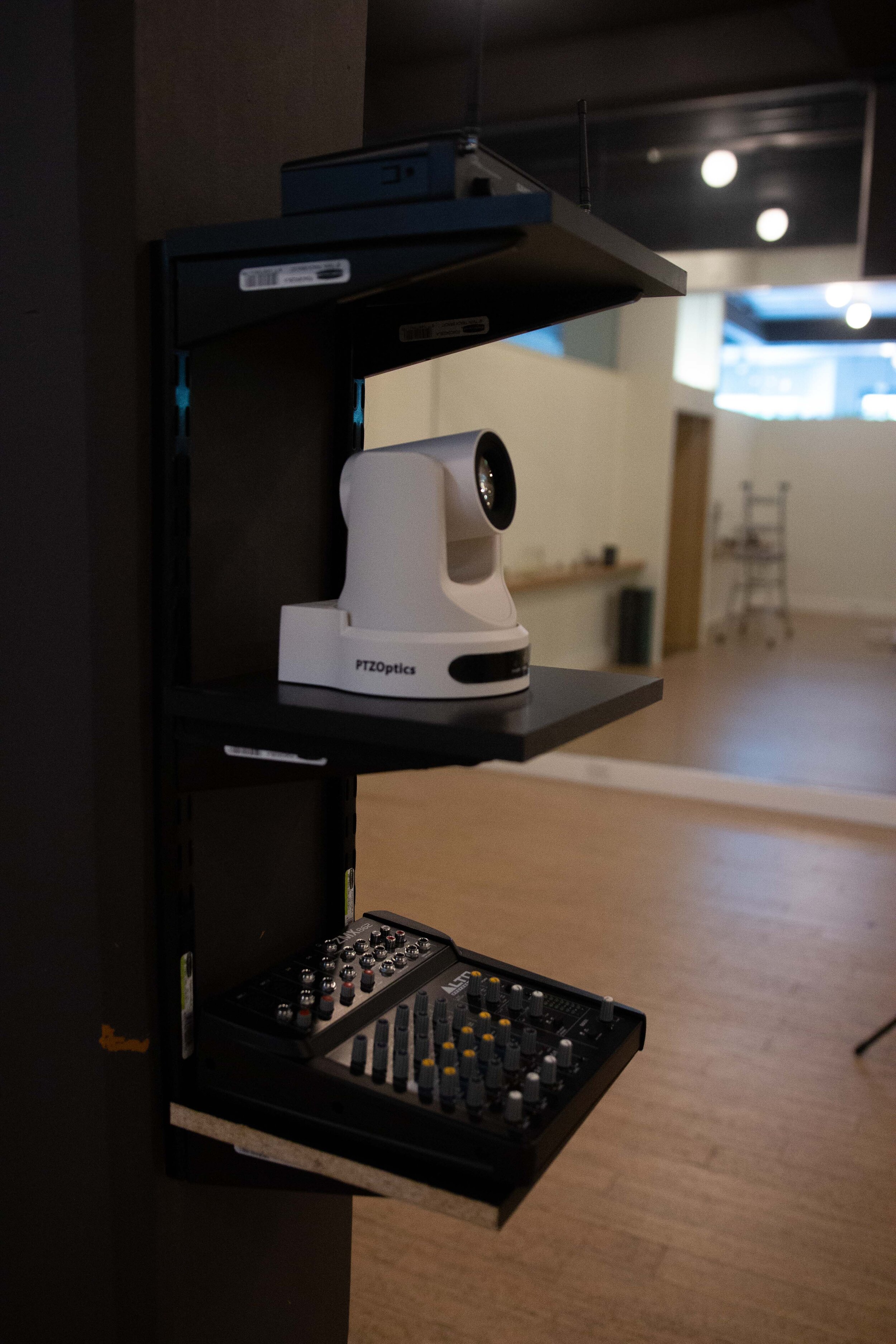 The live-streaming production enclosure at BFREE Yoga.