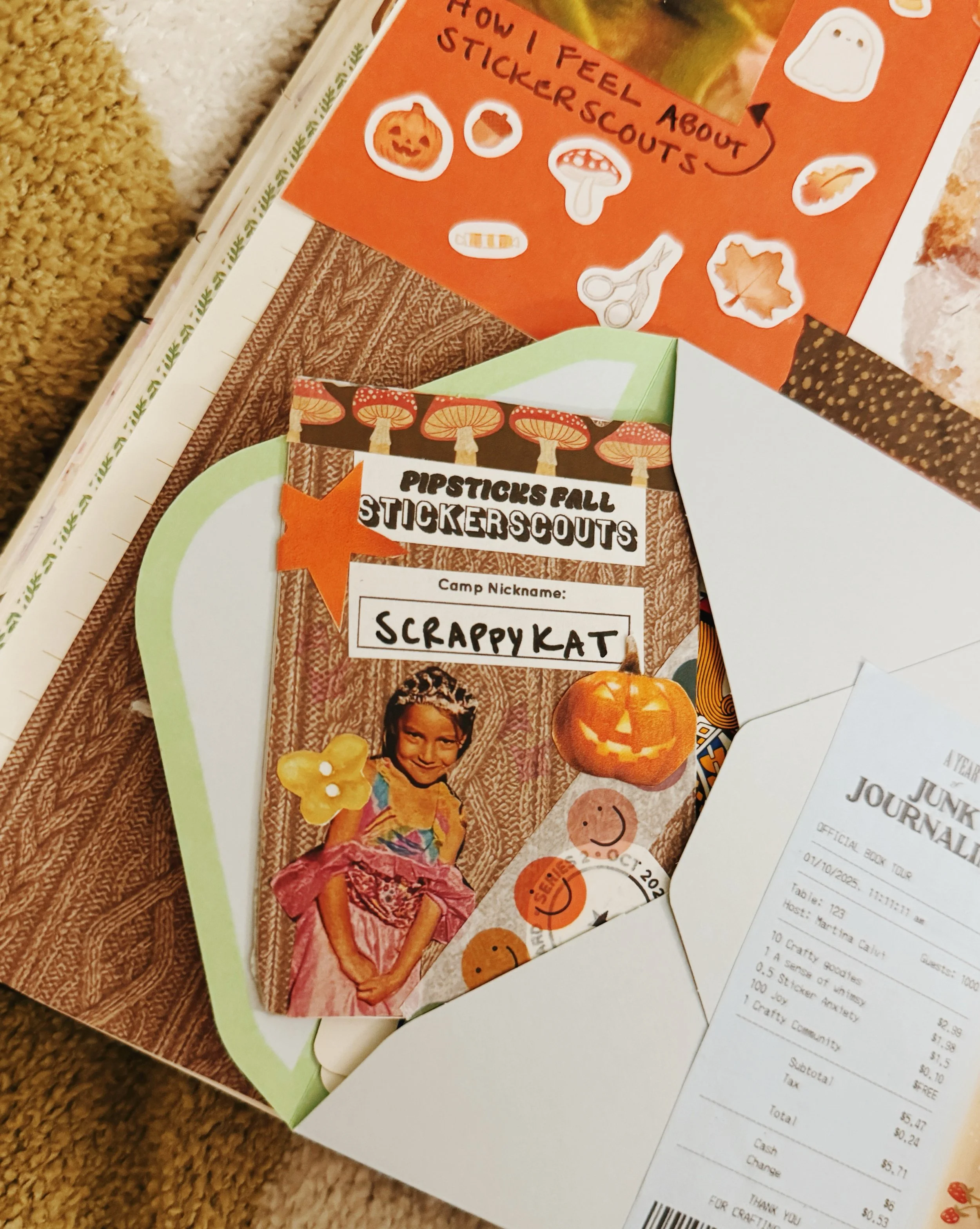 WEEK ONE // ScrappyKat checking in from the Keepsake Cabin at camp @lovepipsticks! 🏕️😌 Pipsticks has fueled my latest major hobby of junk journaling and I am SO excited to be throwing my hat (and scraps) into the ring during this fall&rsquo;s camp 