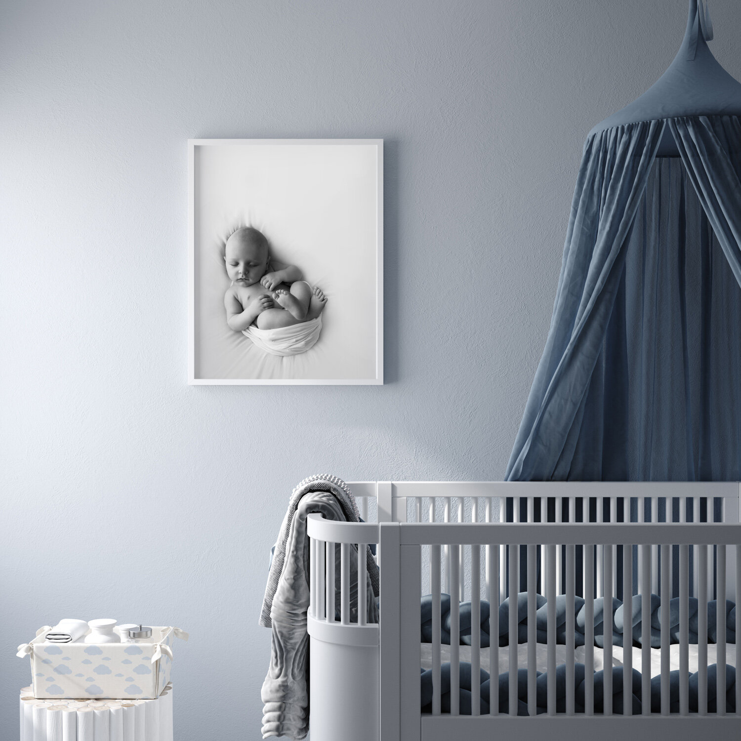  Mockup frame in childrenâ€™s bedroom, 3d render 