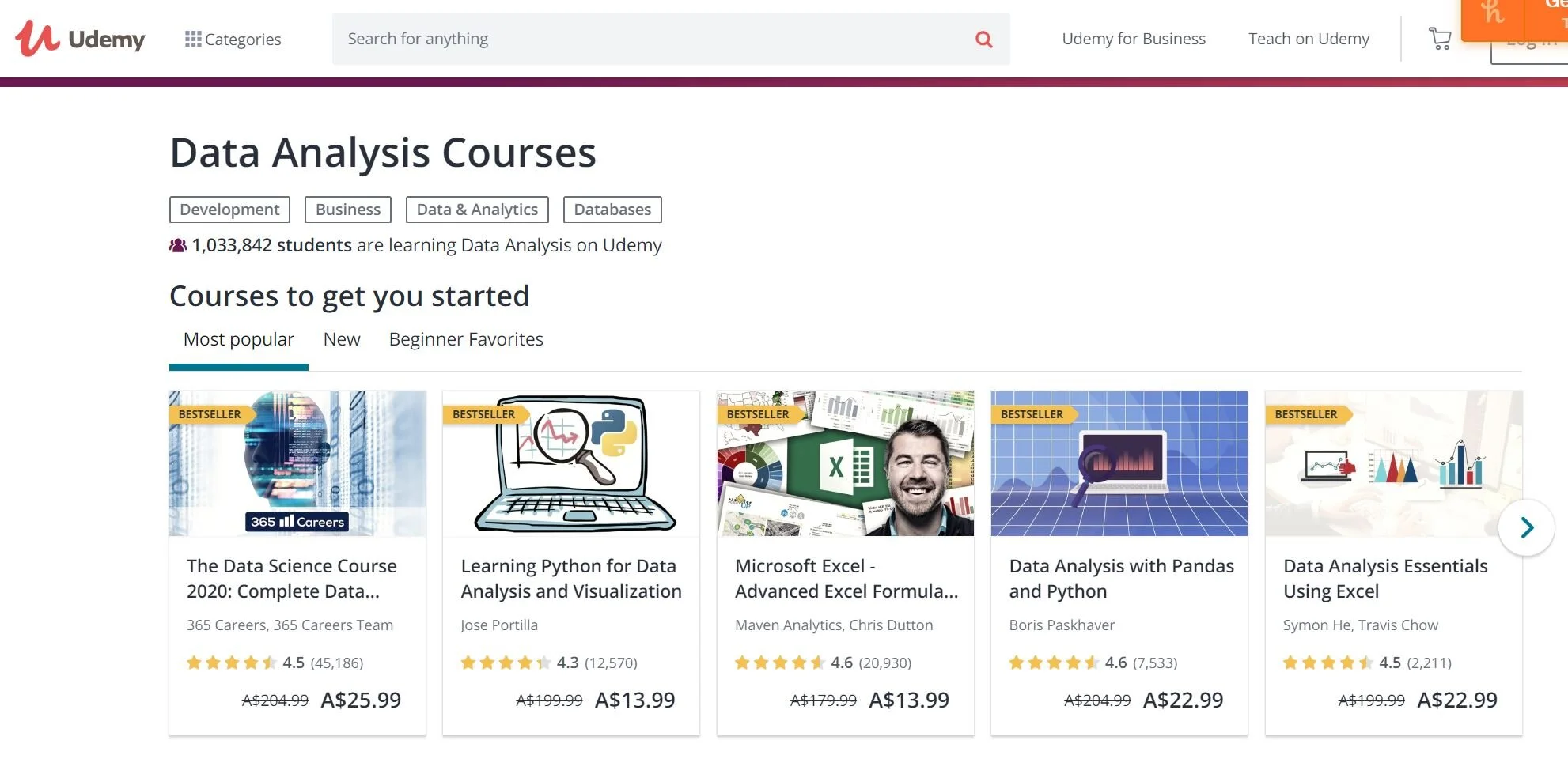 Udemy offer a range of online courses, with discounts almost all year round.