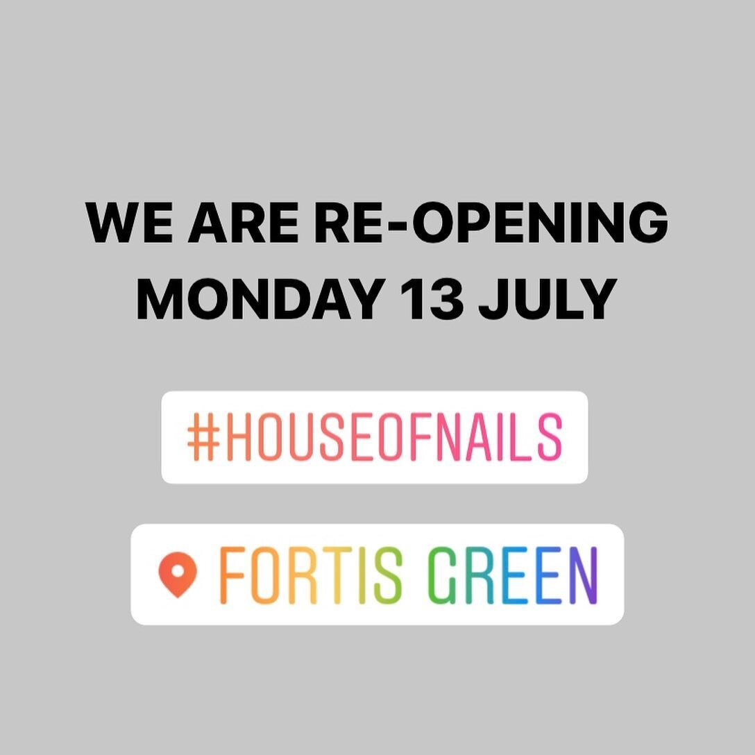 We are re-opening and we can&rsquo;t wait to see you again. Please swipe across and read all the new policies we will be putting in place.

#mondaymotivation #nails #fortisgreenroad #muswellhillmums #showmethemani #nailgangster #nailgod #nailart #gli
