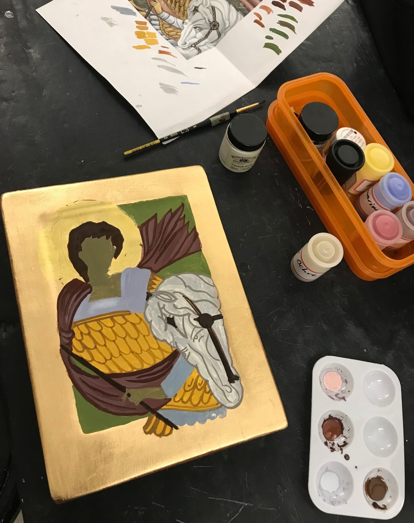 Take a glimpse into the world of ancient egg-tempera painting with these images showcasing the intricate process of crafting a traditional Byzantine icon on wood. From gold leaf and base color application to working with powdered pigments and emulsio