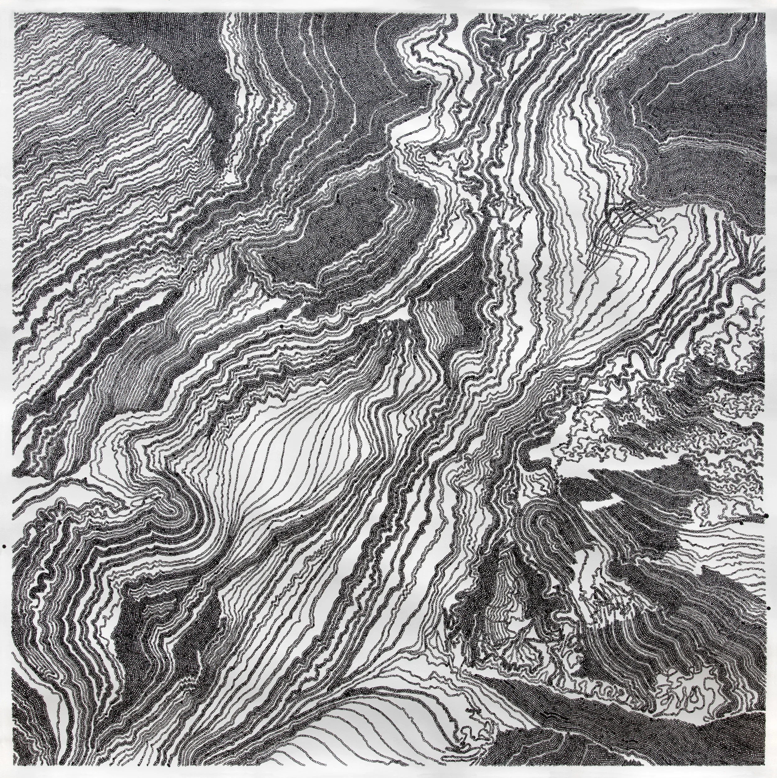 52.004132, -9.724186 2018, ink on paper, 1500mm x 1500mm