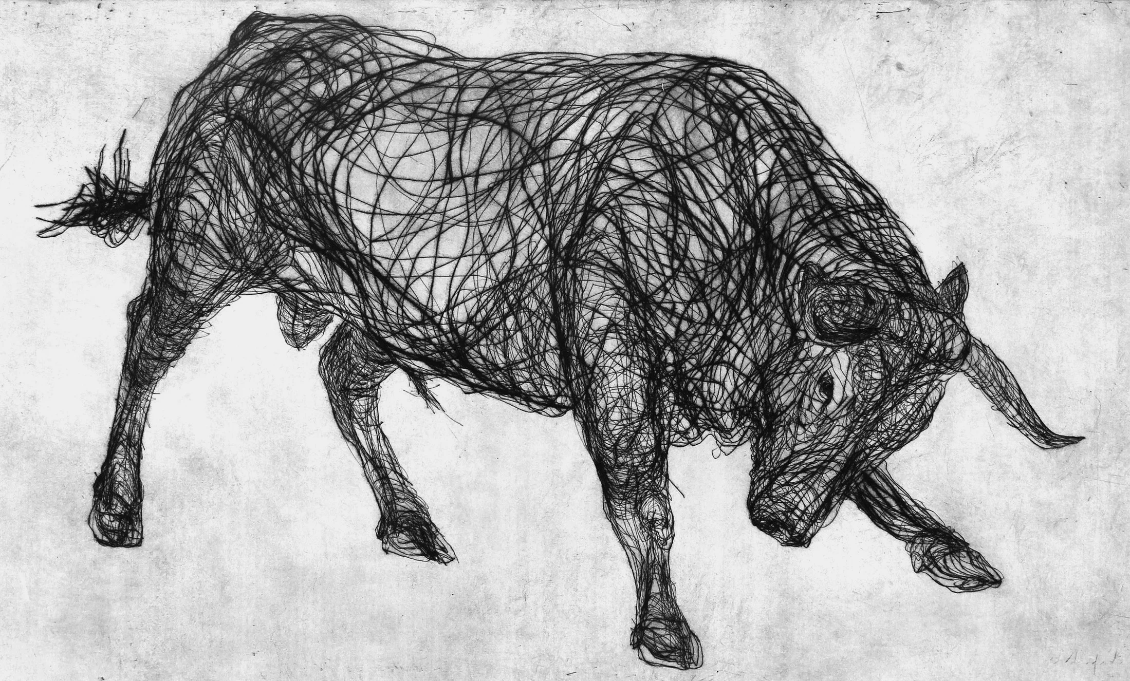 Untitled 2015, drypoint etching, (edition of 5), 1000mm x 500mm