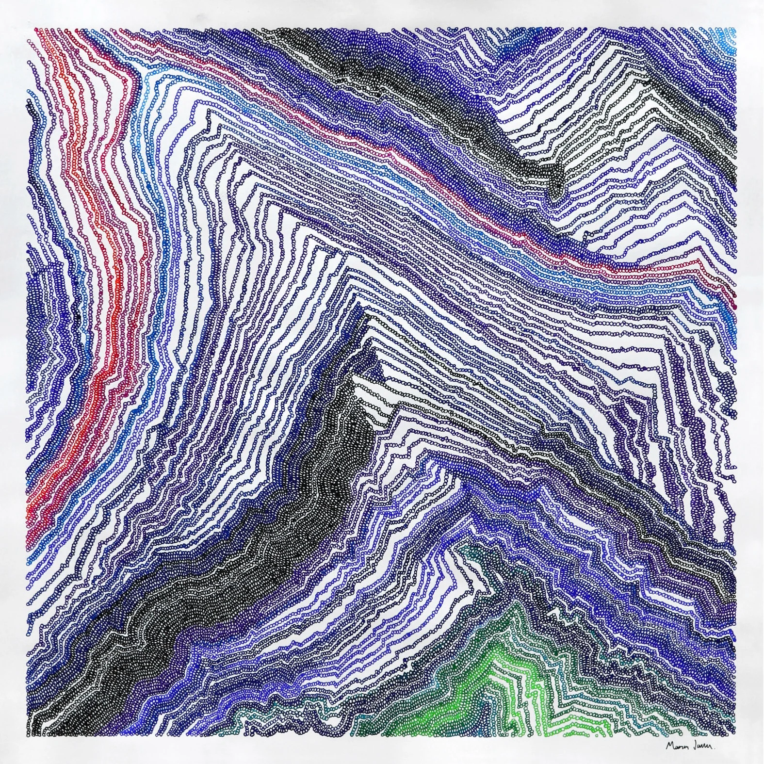 51.995508, -9.749451 2019, ink on paper, 750mm x 750mm