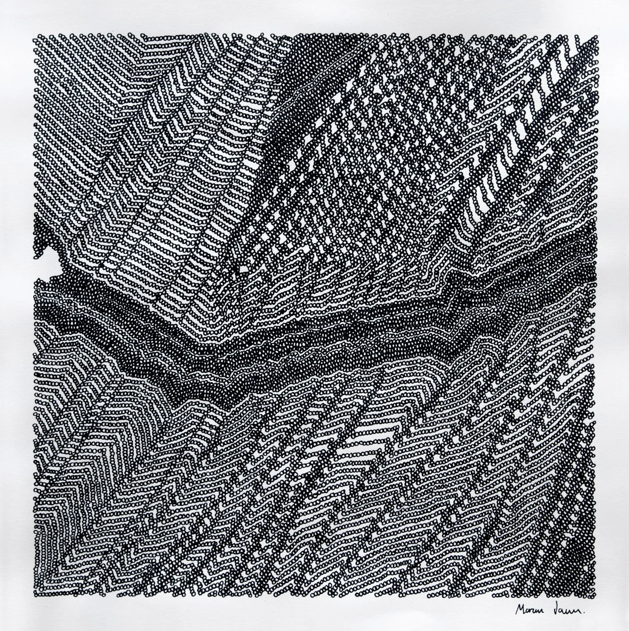 Pine Island Glacier detail III 2019, ink on paper, 560mm x 560mm