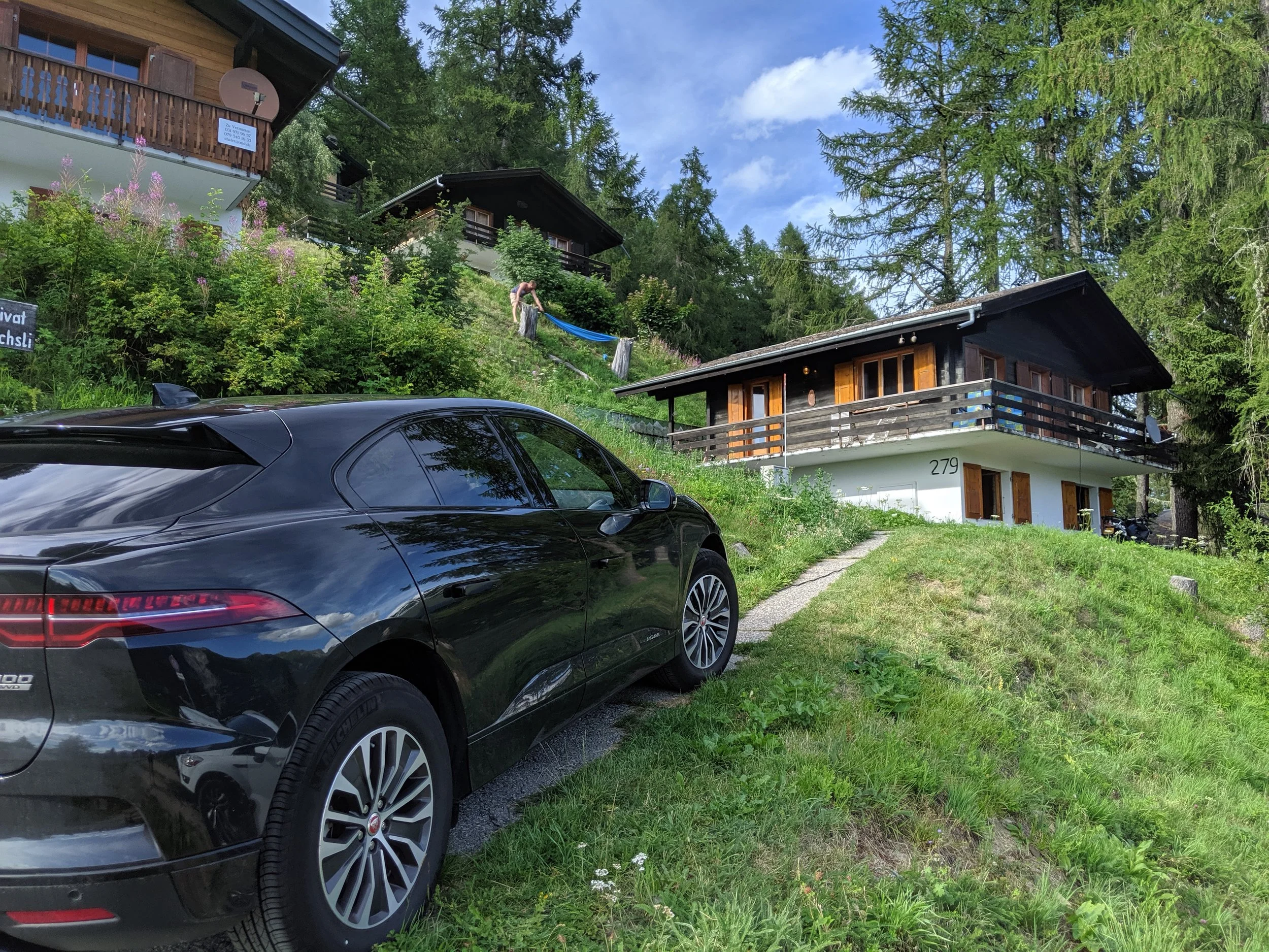 Charging up at the holiday hut.