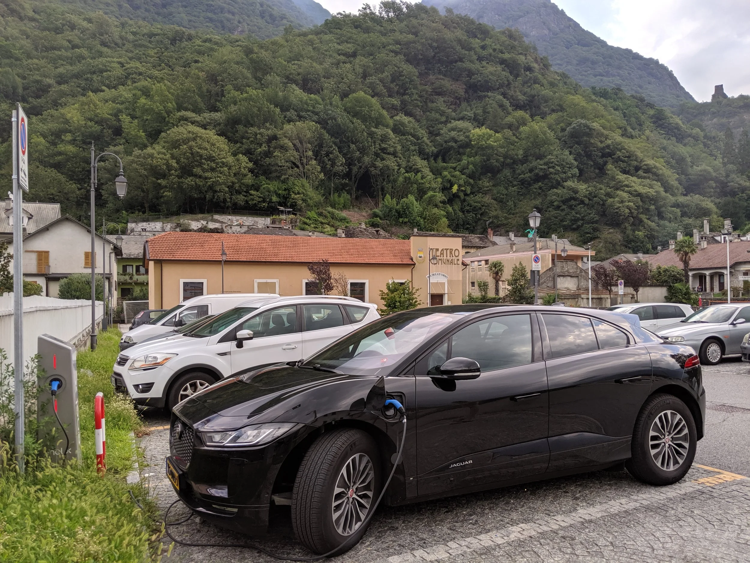 Charging up in a beautiful Italian village, Vogogna. Find the charger in the Duferco-app.