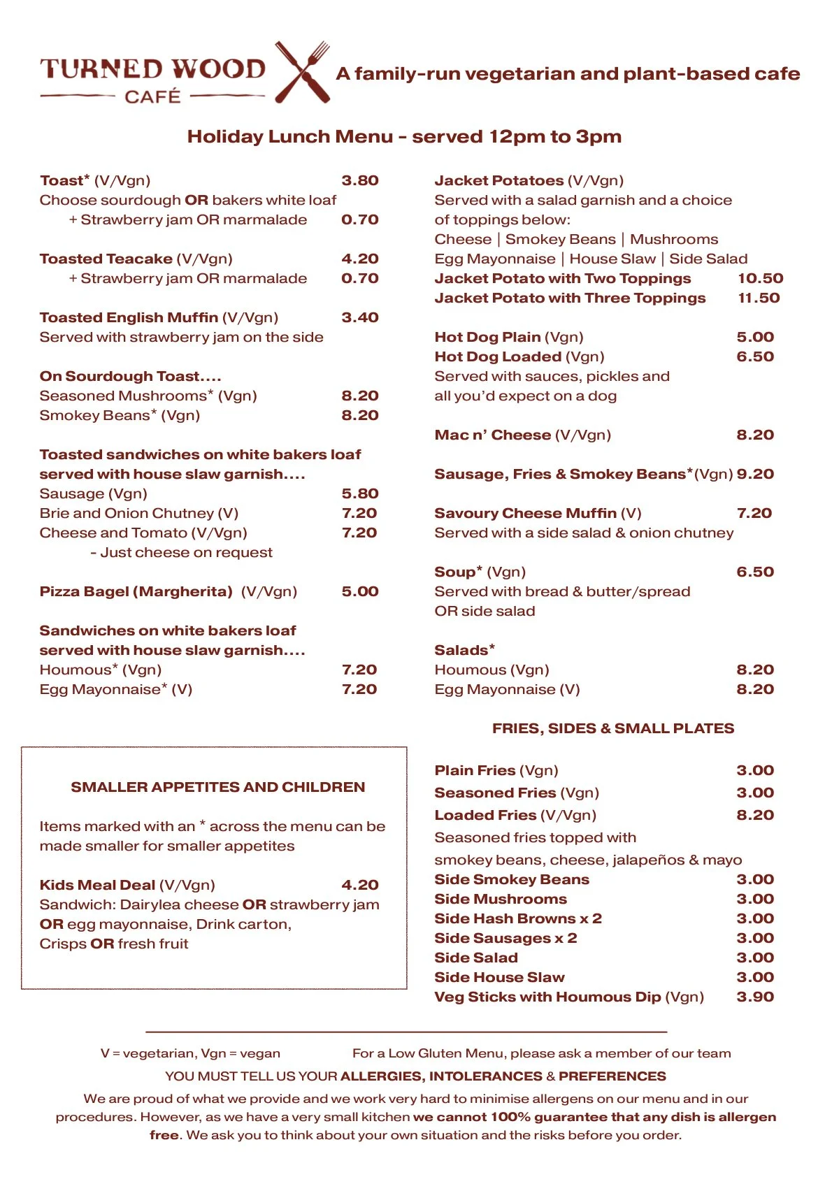 Turned Wood Cafe Menu — Coffee With Soul