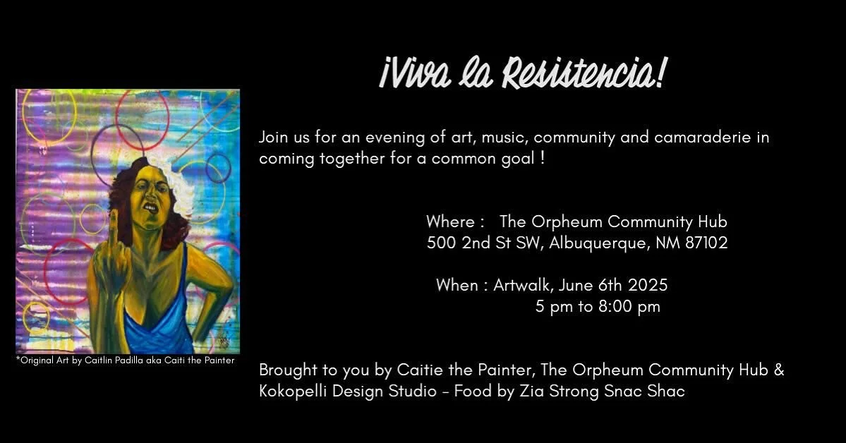 We are one week away from @abqartwalk! Join us for Viva la Resistencia!, a Popup art market featuring art, vendors, music and food by @zia_strong_snac_shac_ . We still have space for a few more vendor! DM for details