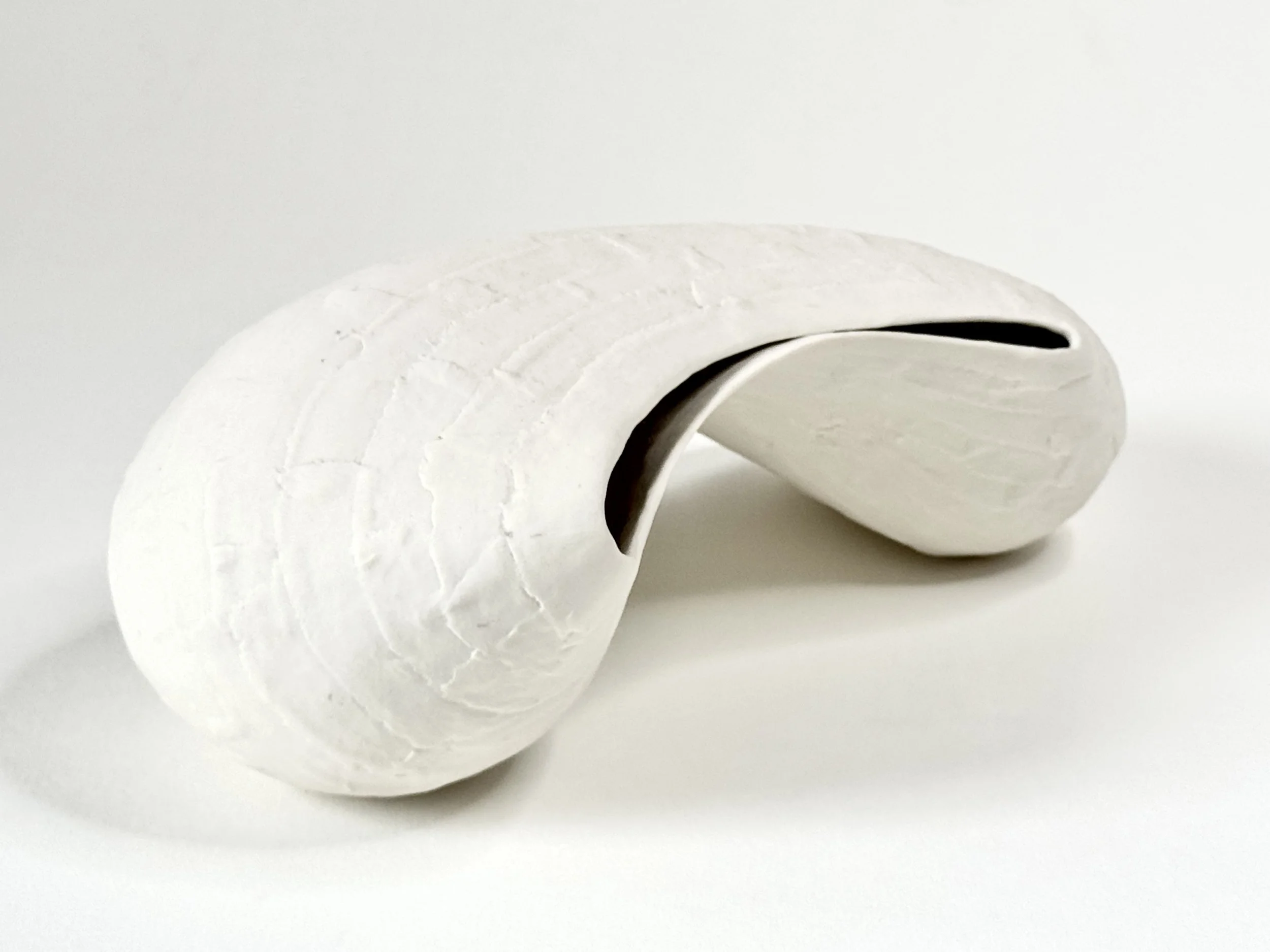 Paper porcelain sculpture with Porcelain de Limoges, color white.