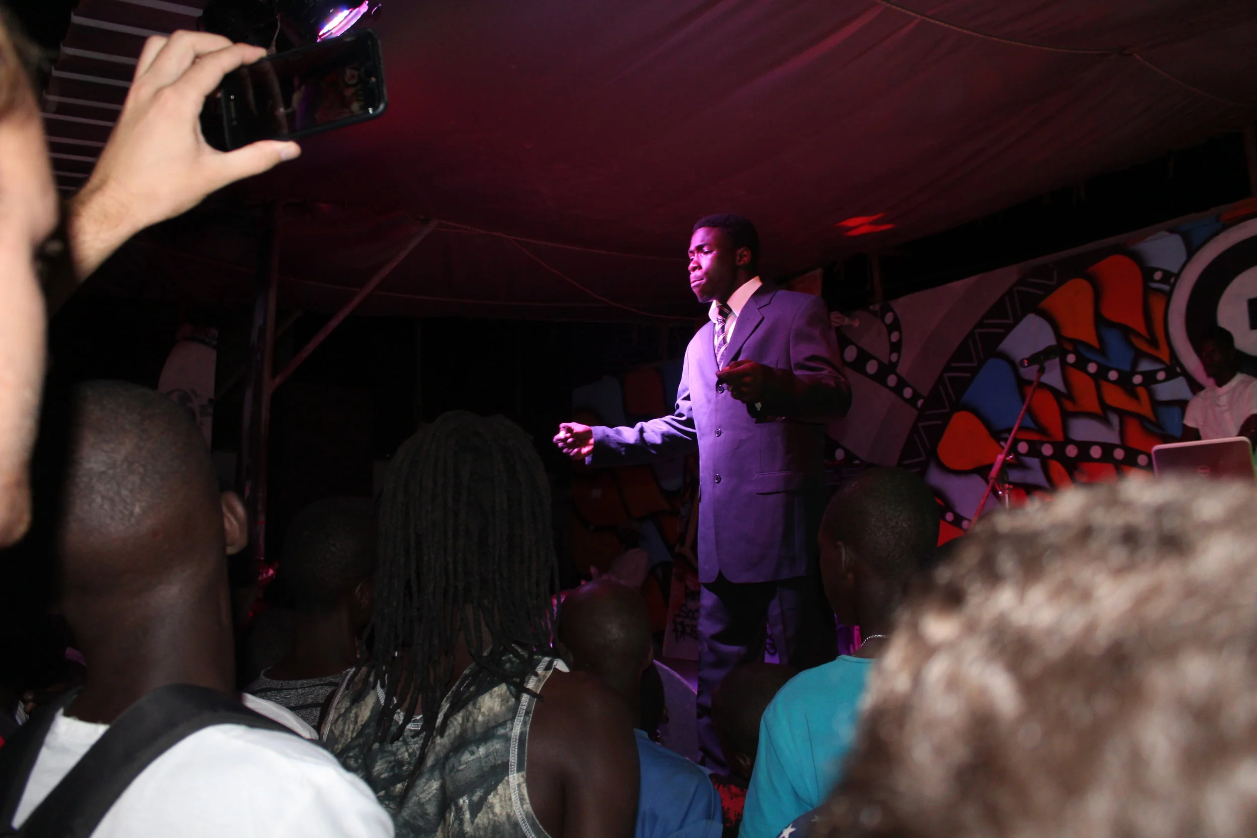  Modou Mbaye as Brutus addresses the crowd 