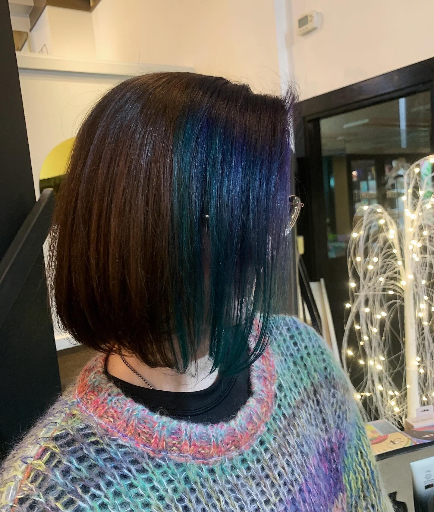 🦚 subtle gem tones 🦚

Gorgeous color blocking by @harlowgold.caroline !!

#colorblocking #hair #fortcollins #bluehair #harlowgoldsalonandspa