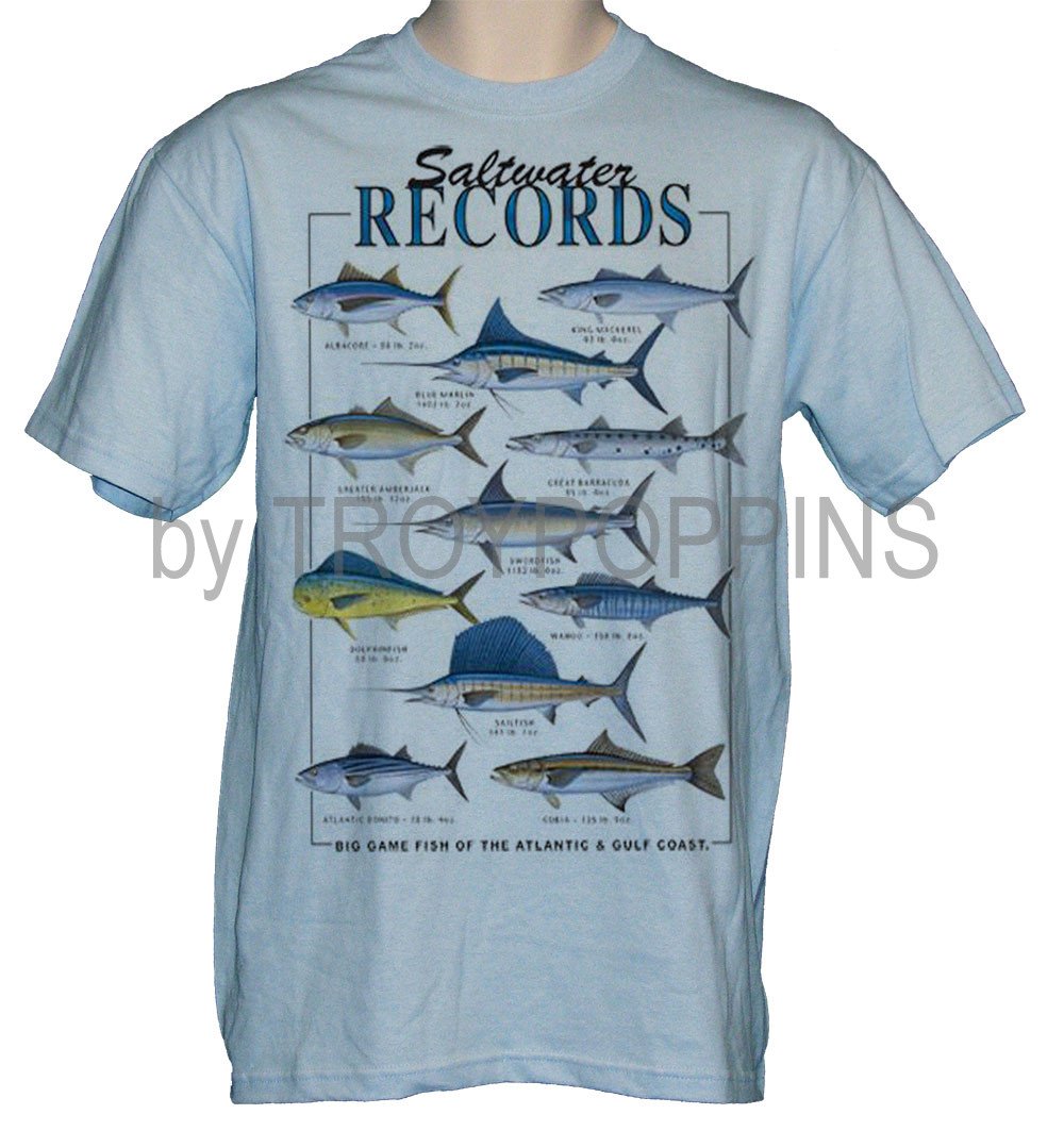 SALTWATER RECORDS #0 BIG GAME SPORTS CHARTER FISHING GRAPHIC T-SHIRT (Copy)