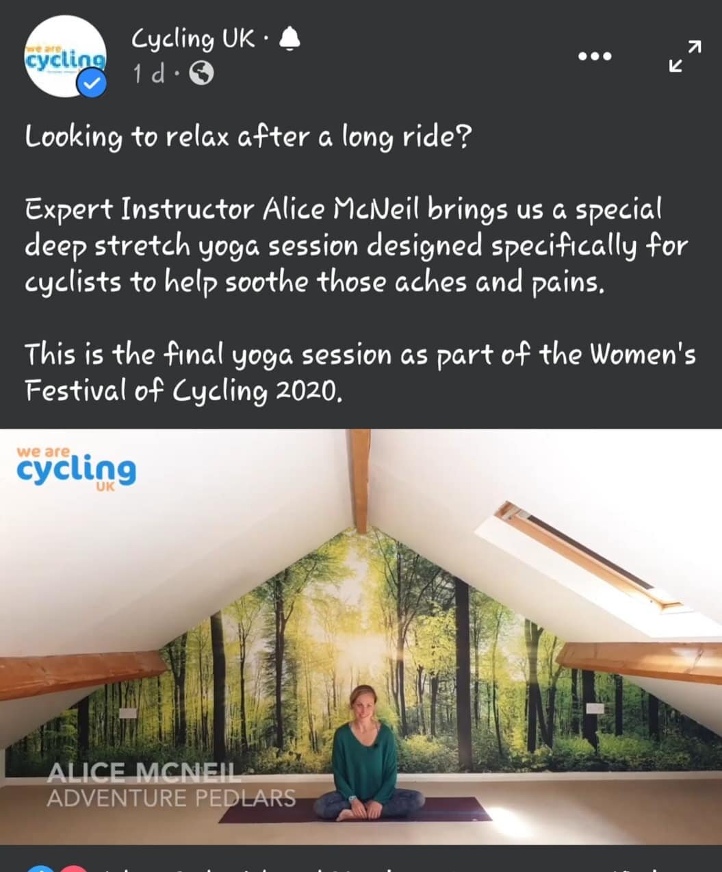 Aaaand another yoga vid... This time an hour long 'deep stretch/post cycle unwind' session. Designed for the @wearecyclinguk Women's Festival of Cycling 2020, but available to all now- check out the Cycling UK facebook page....
#yogaforcyclists #yoga
