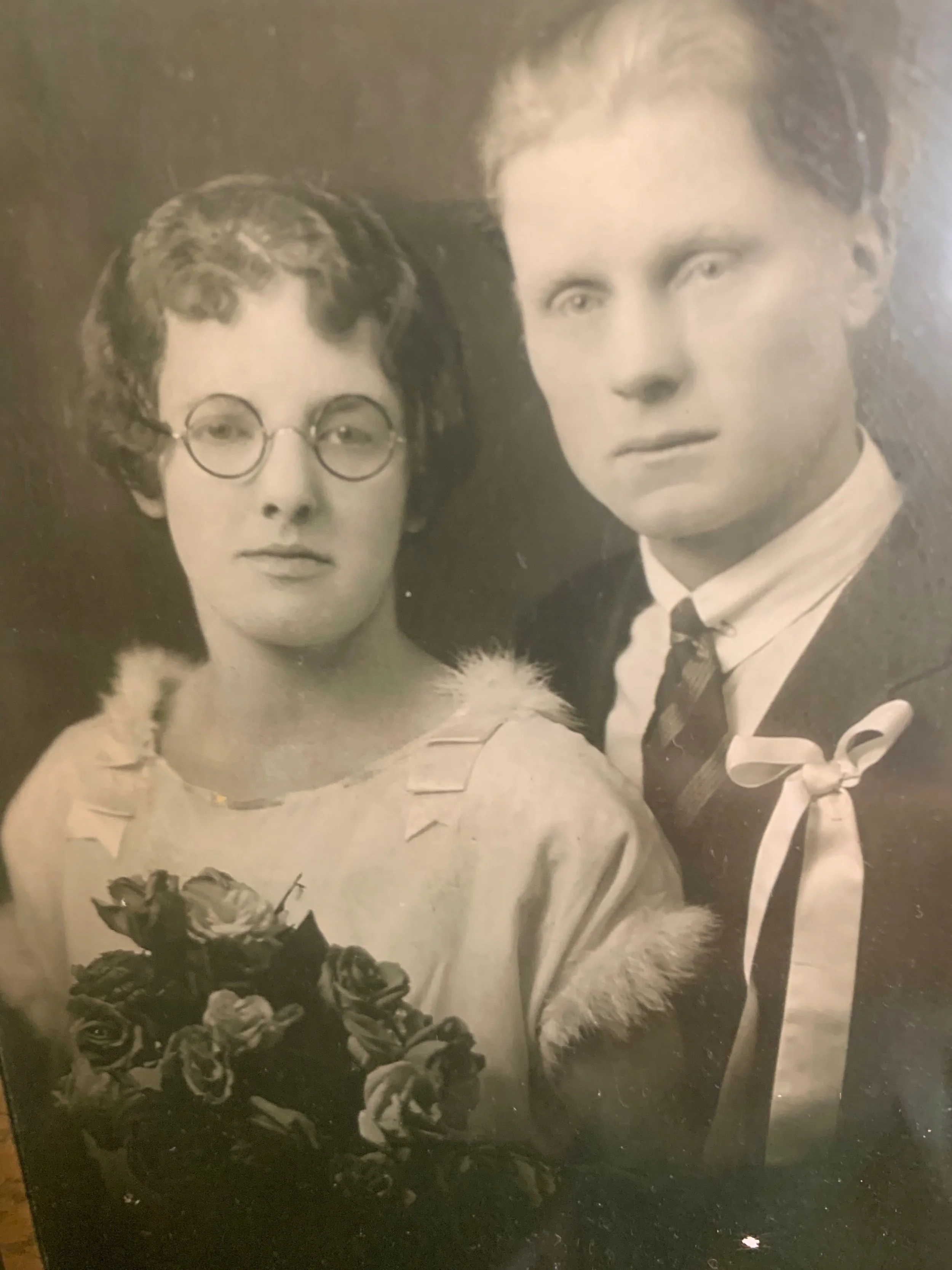 August and Emma on their wedding day