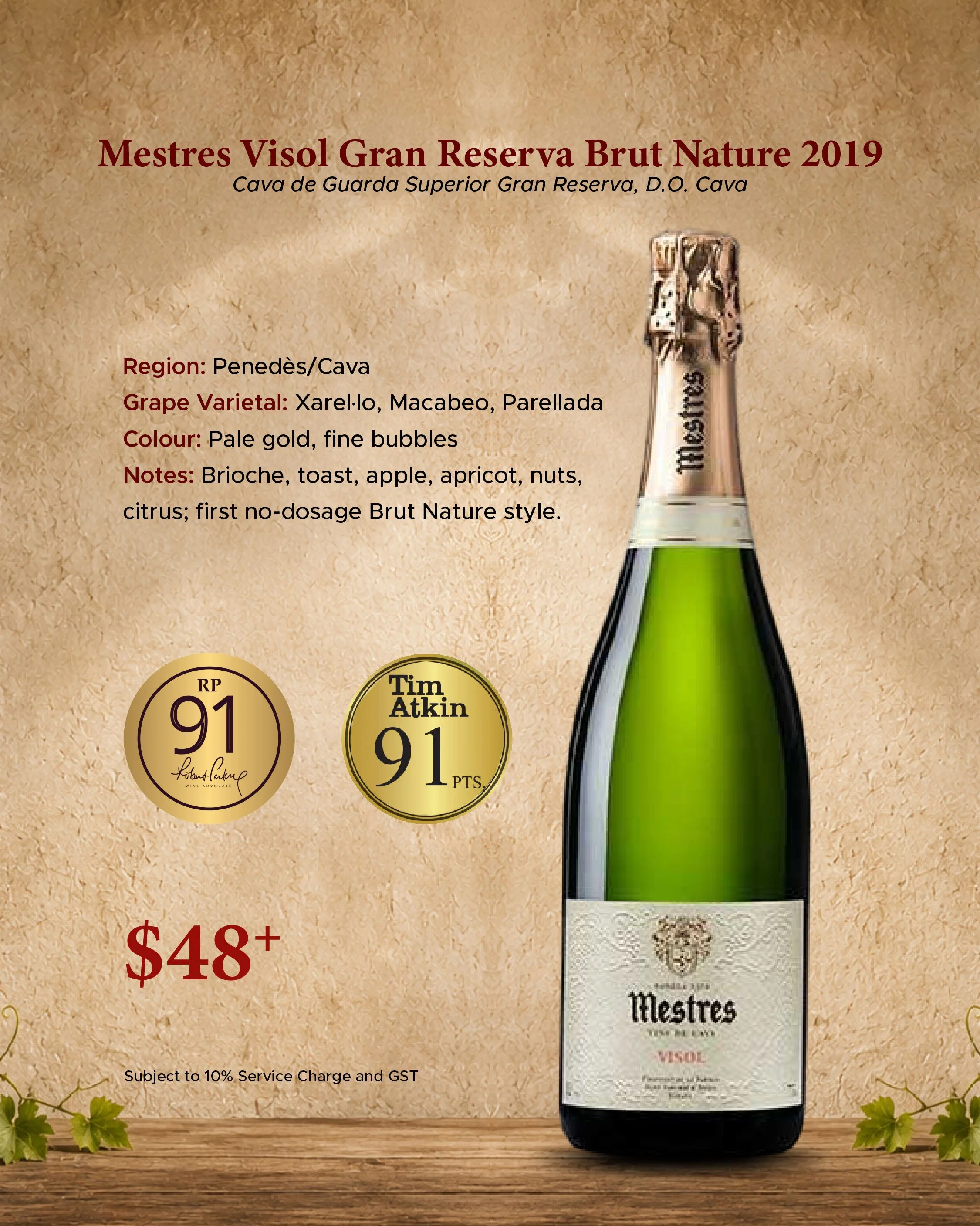 Mestres Visol Gran Reserva Brut Nature 2019 Cava sparkling bubbly