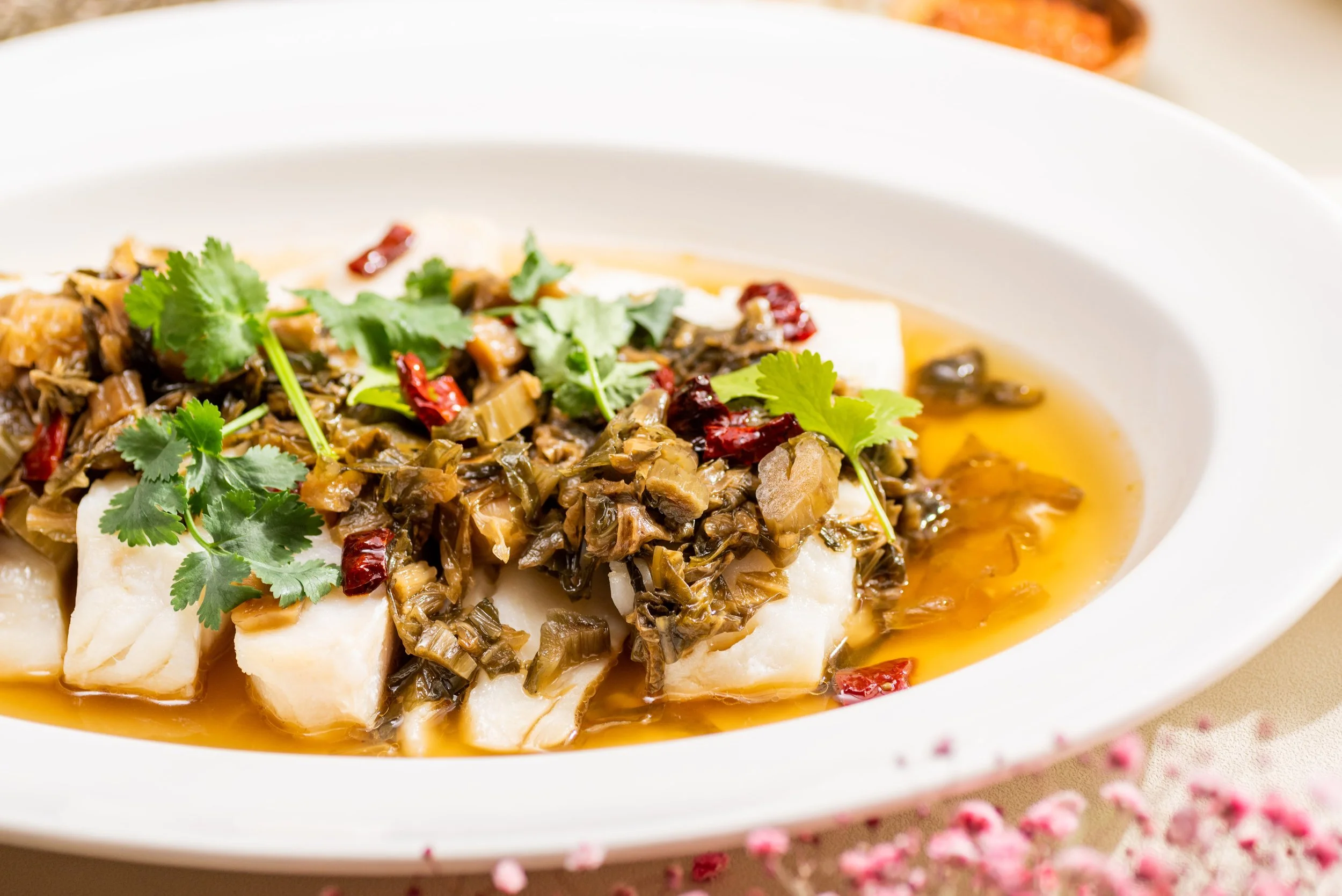 Steamed Cod with Preserved Vegetables