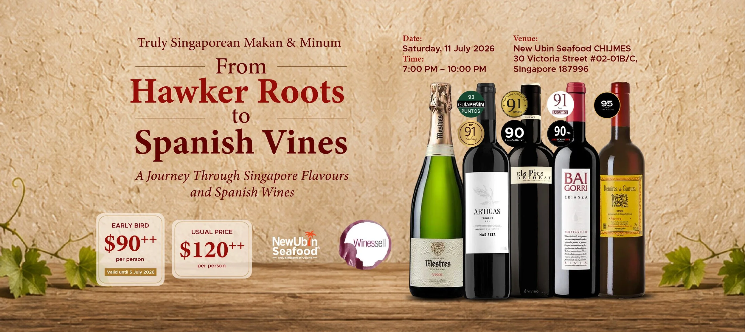Truly Singaporean Makan & Minum - From Hawker Roots and Spanish Vines event Banner