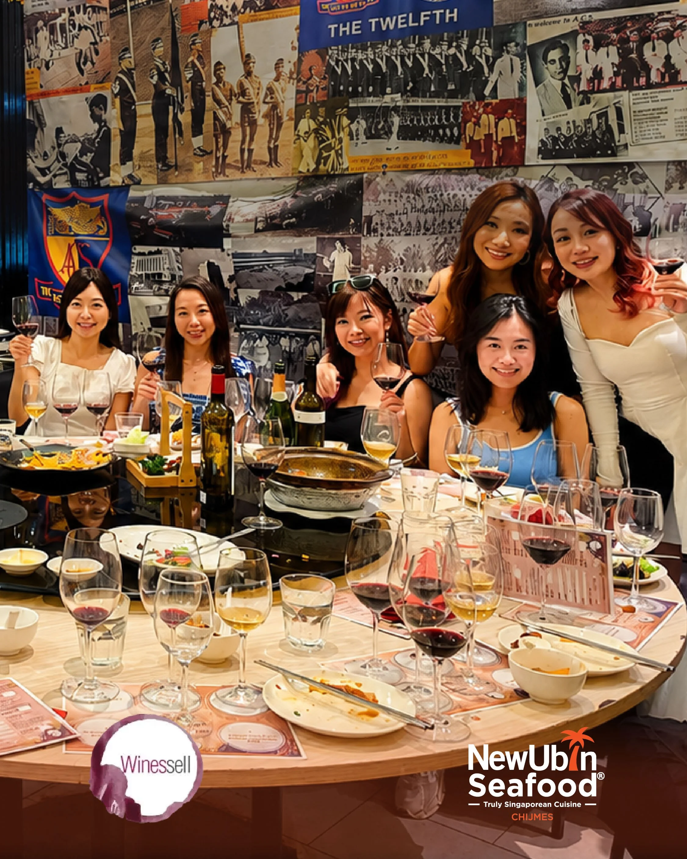 Group photo during the Truly Singaporean Makan and Minum wine pairing event.