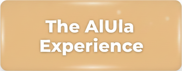 A beige background with bold white text reading "The AIUa Experience."