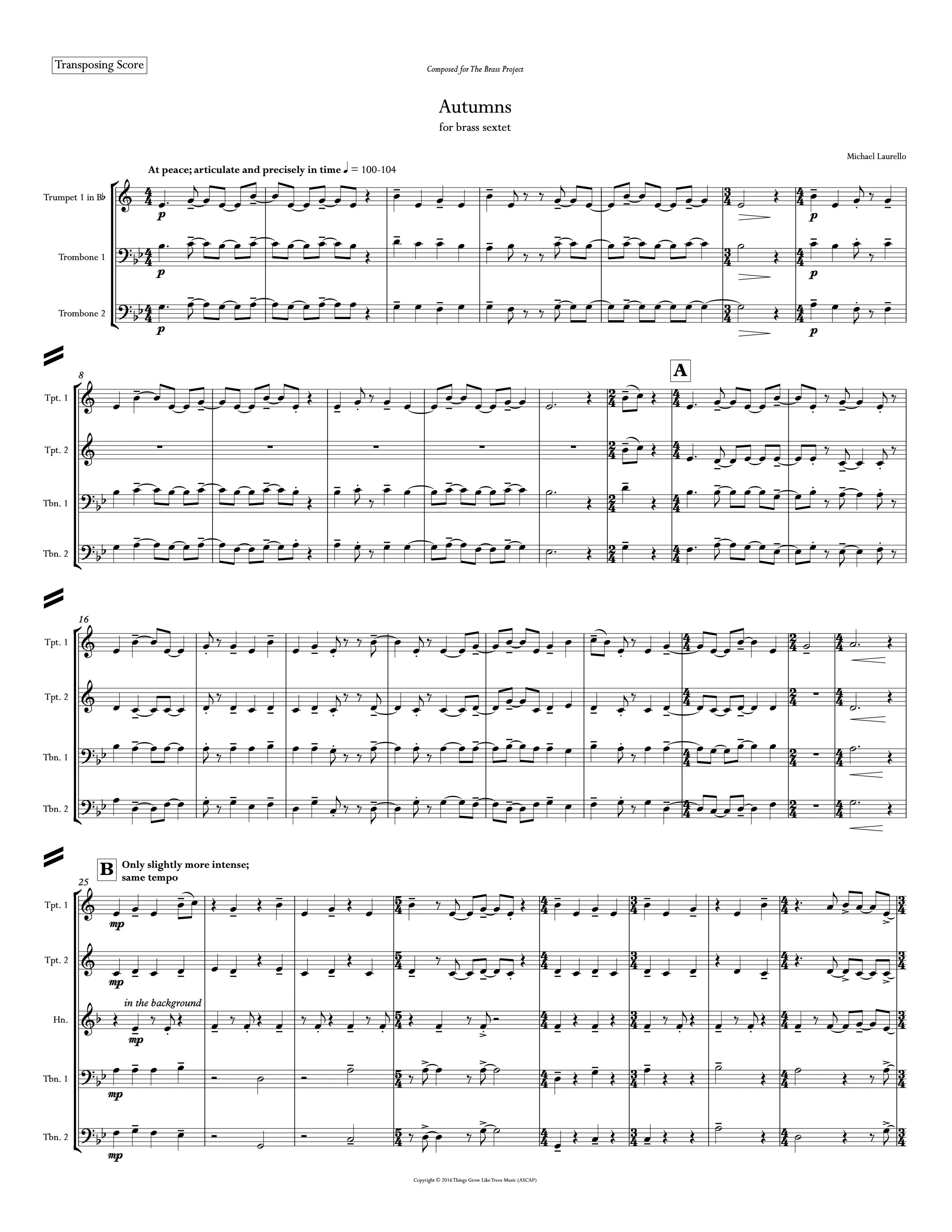 Autumns, for brass sextet