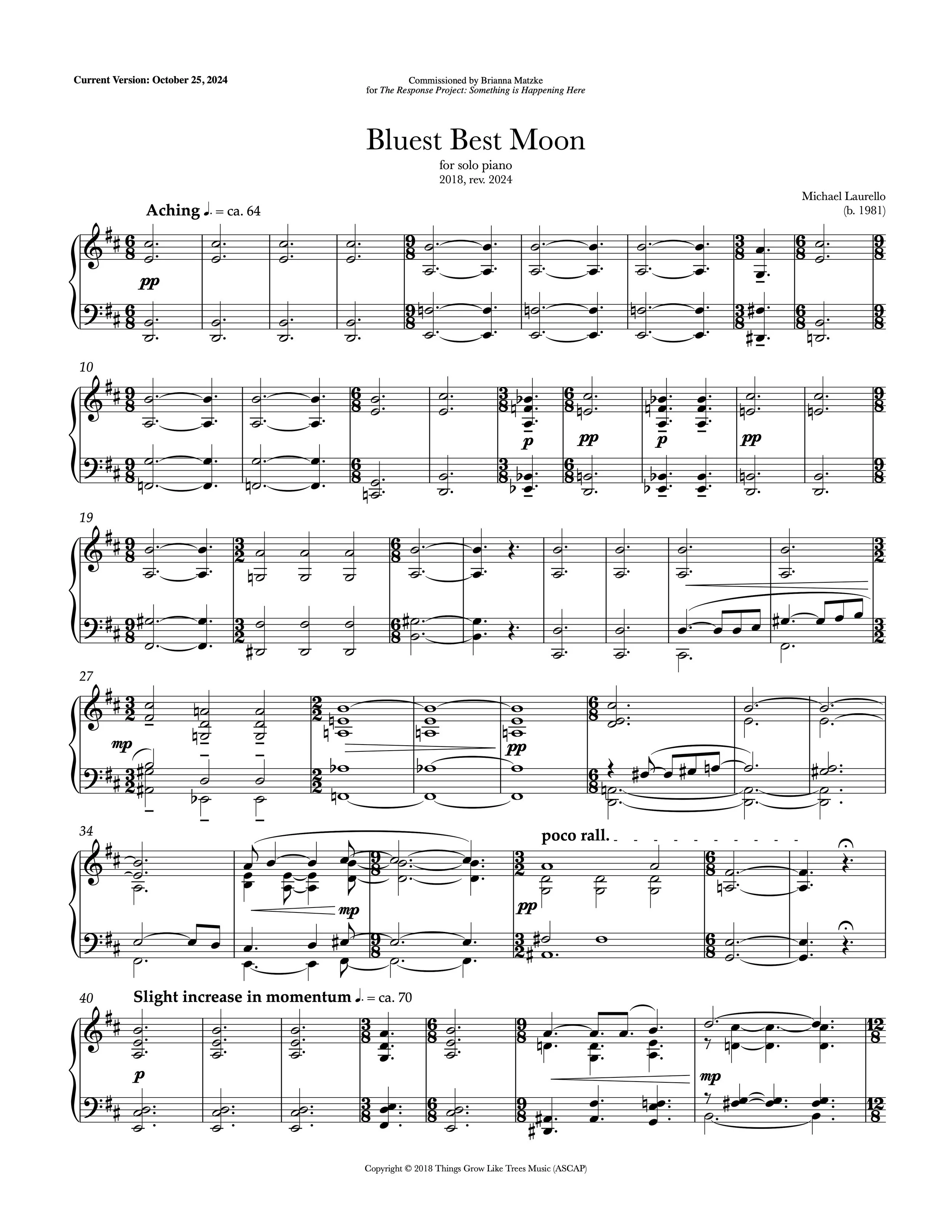 Bluest Best Moon, for solo piano