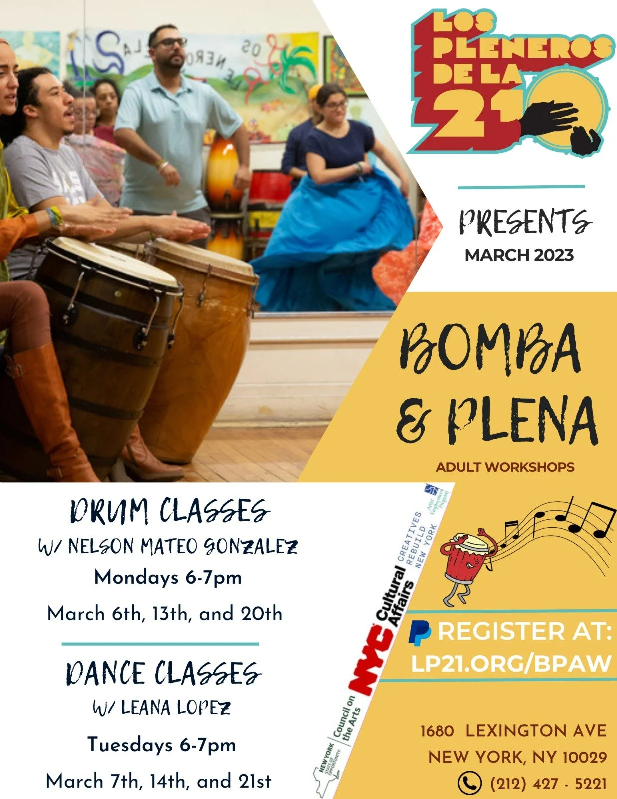 Bomba &amp; Plena Adult Workshops: March 2023