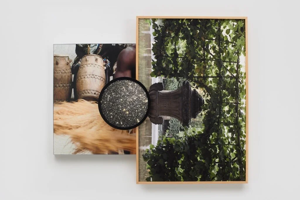 Todd Gray, Euclidean Gris Gris (3), 2019, Three archival pigment prints in artist’s frames and found frames, 58 1/4 x 69 1/4 x 4 1/4 in