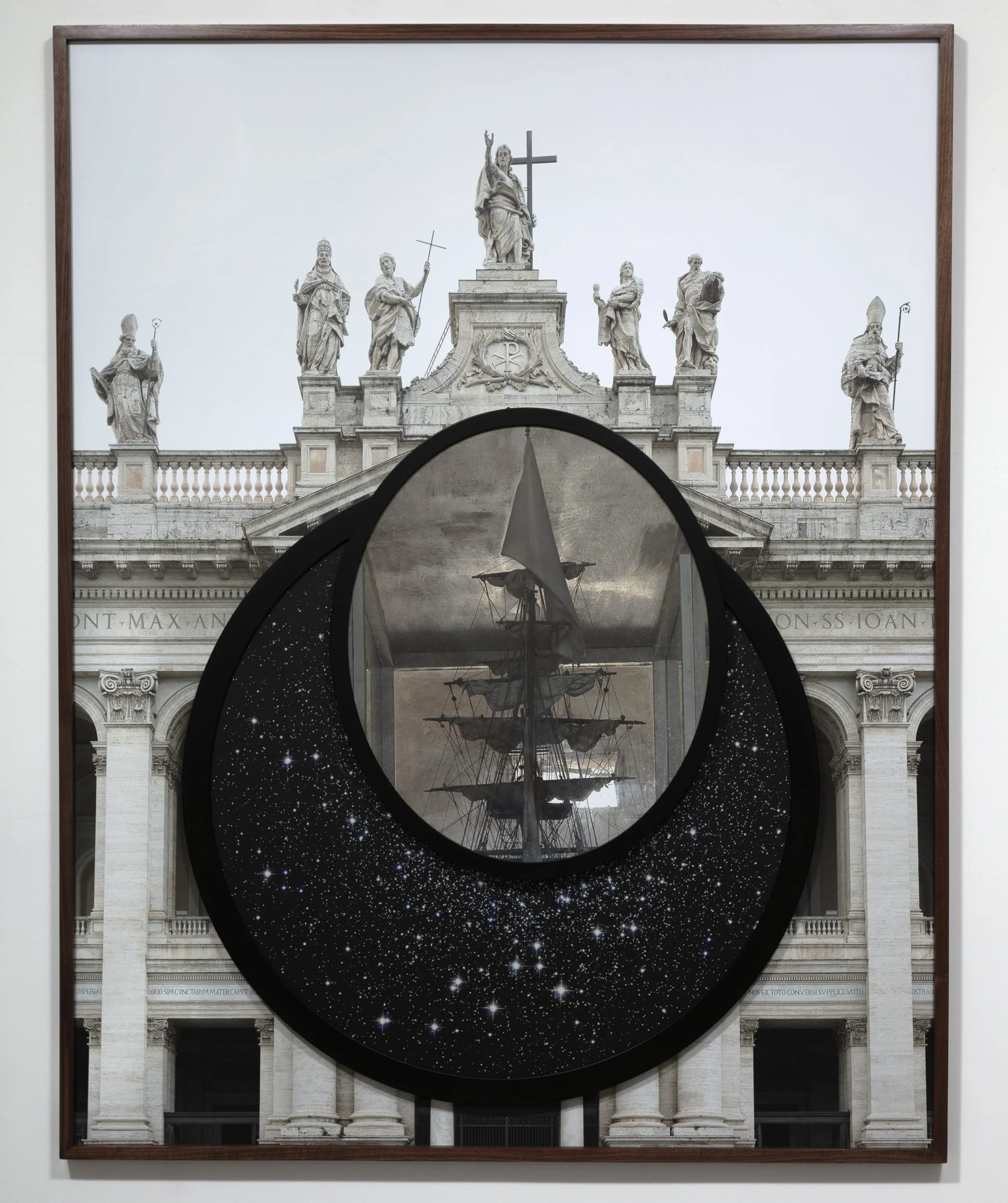   Assumptions about the nature of time , 2024, Three UV pigment prints on Dibond, artist's frames, 60 × 48 ×2 ¾ inches 