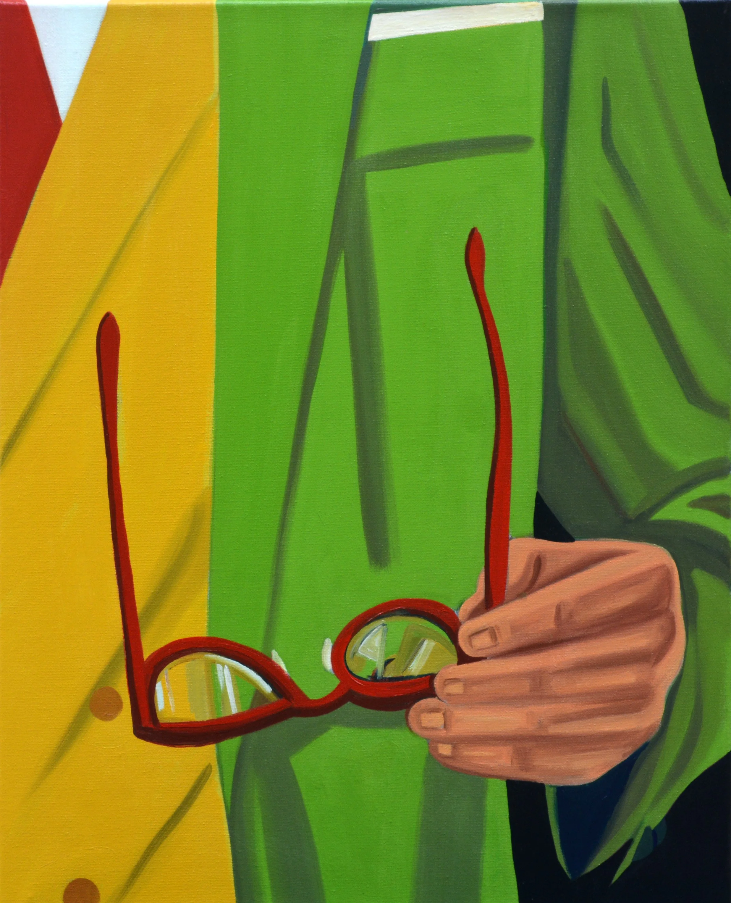red glasses, oil on canvas,16 inch by 20 inch, 2023