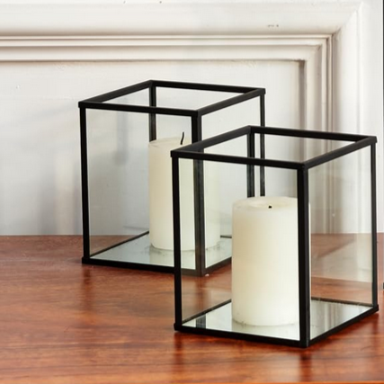 black geometric votive holder