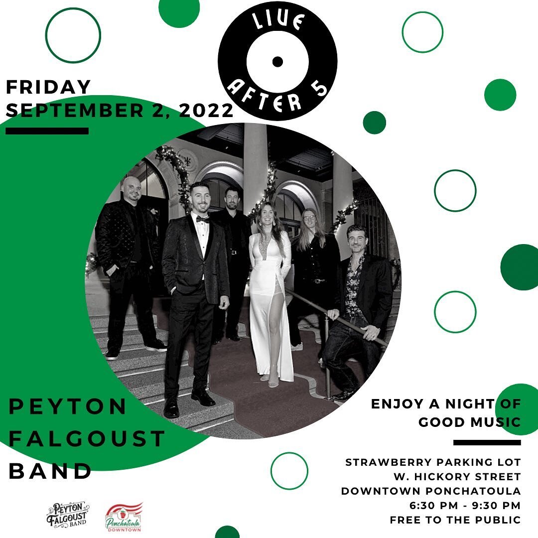 We are SO excited to share that the Peyton Falgoust Band will be our September Live After 5 band on Friday, September 2 from 6:30 PM - 9:30 PM!

Bring your lawn chairs, ice chest, family, friends, neighbors, EVERYONE because we are gonna PARTY in the