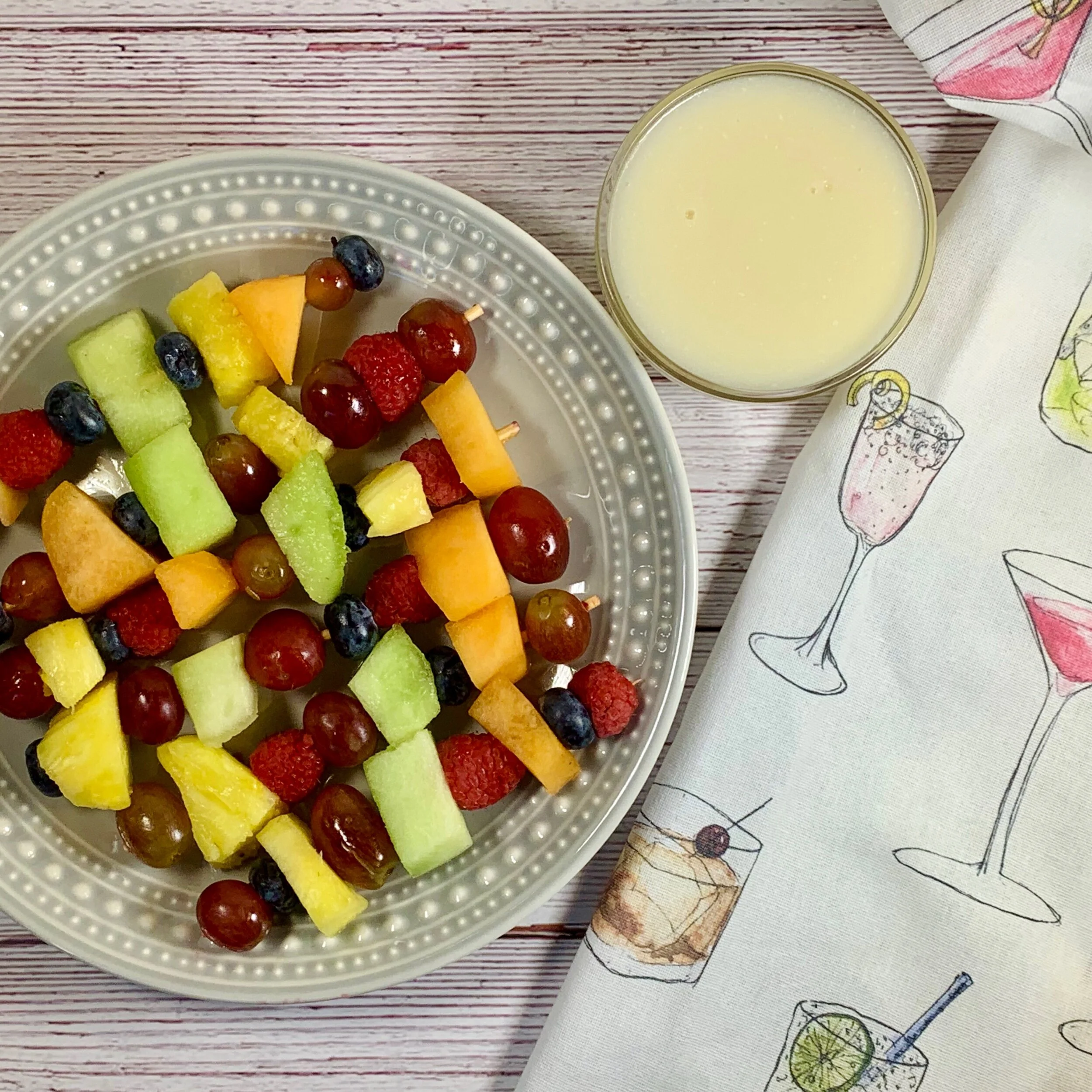 Champagne Sauce &amp; Fruit Kabobs