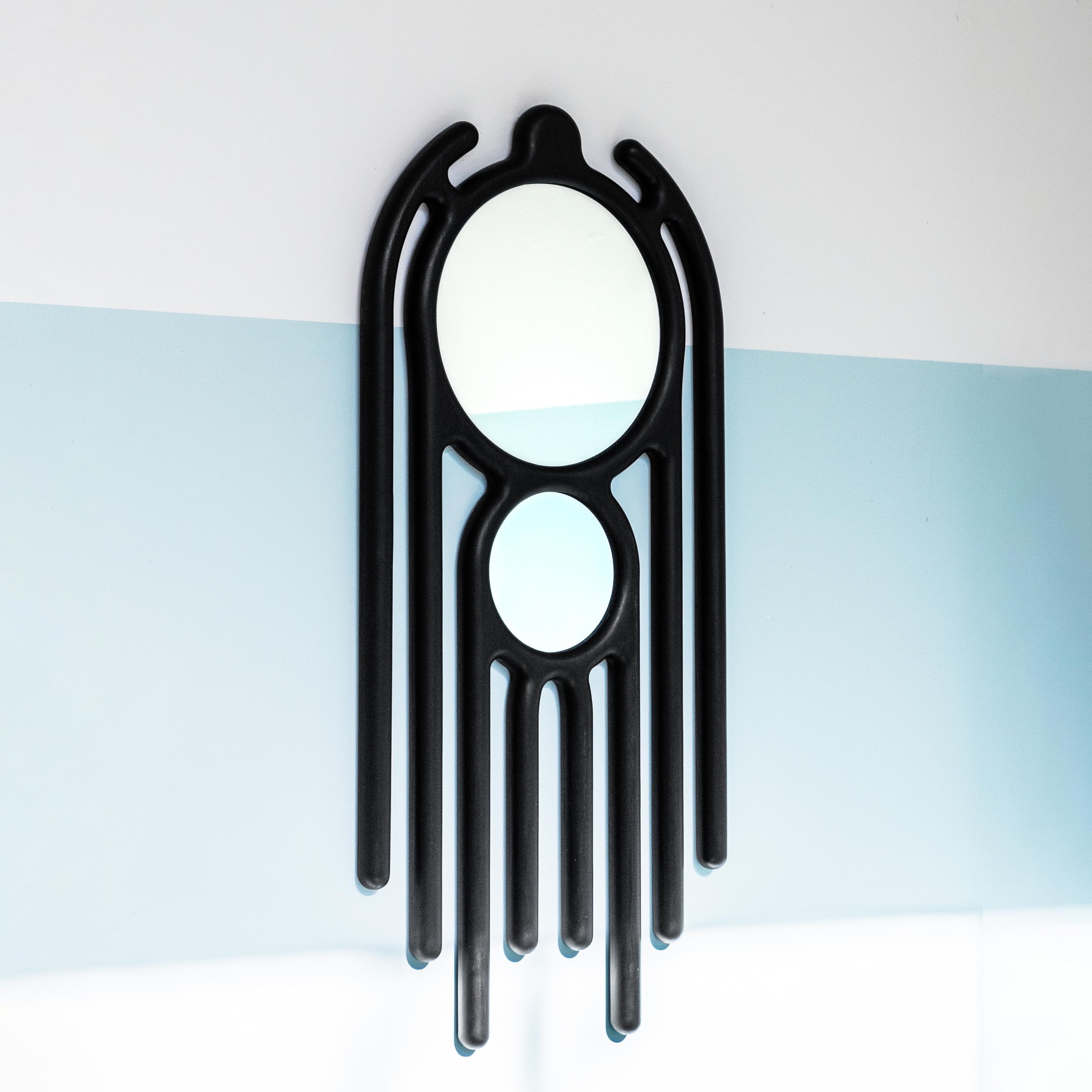 Spontaneous Mirror no. 8; ebonized cherry, glass; 15" W x 36" H 
[available at DUDD HAUS]