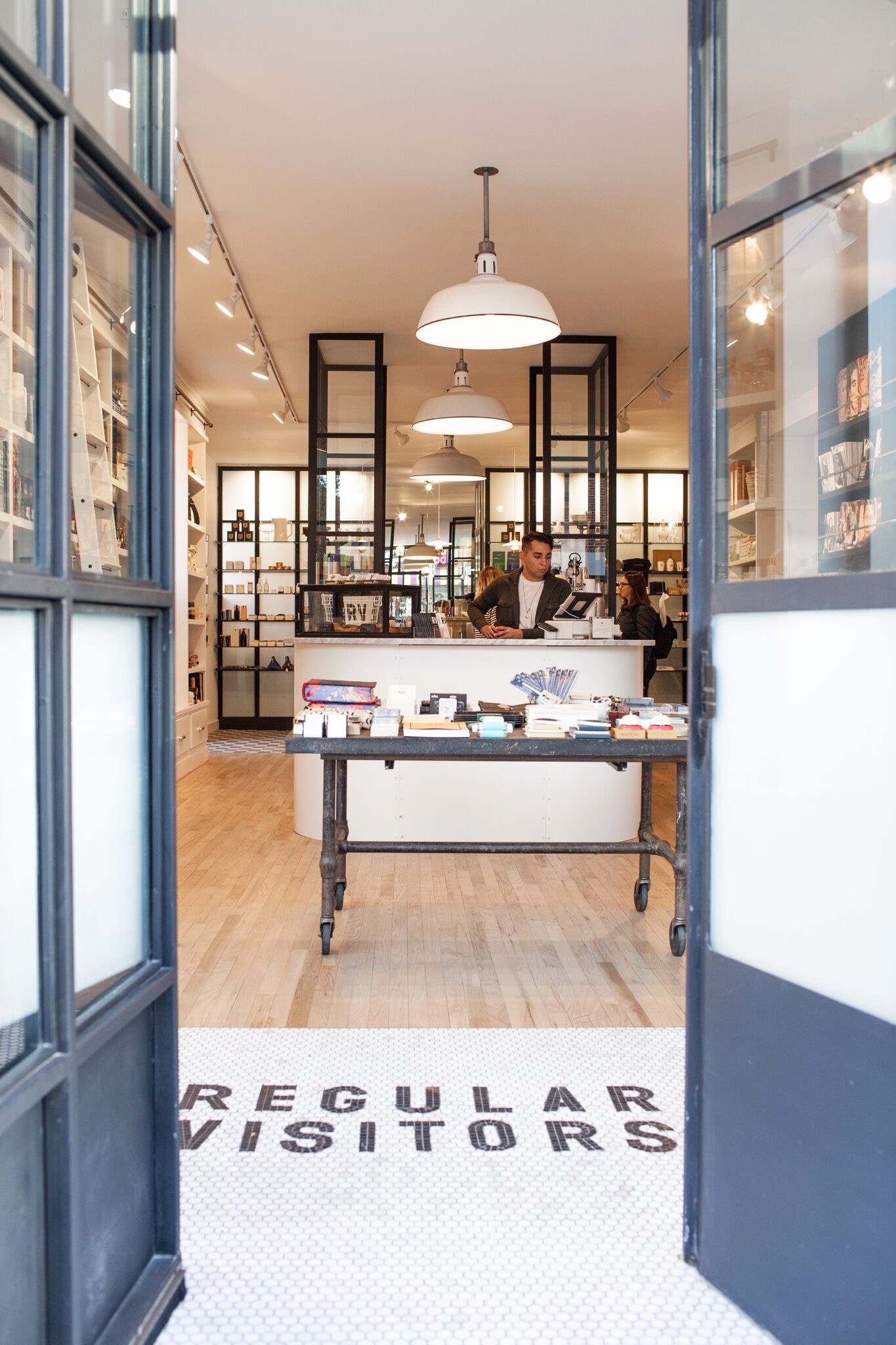 aesthetic movement graphic designer nyc regular visitors design branding logo boerum hill brooklyn retail brick mortar floor tiles black white typography