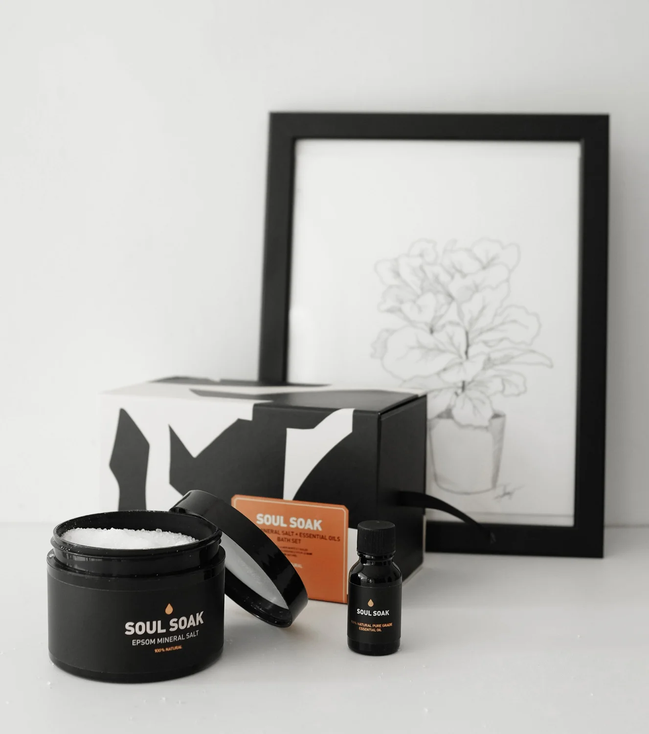 nyc graphic designer skincare beauty way of will essential oils willie tsang body care wellness packaging black white design copper soul soak bath salts box