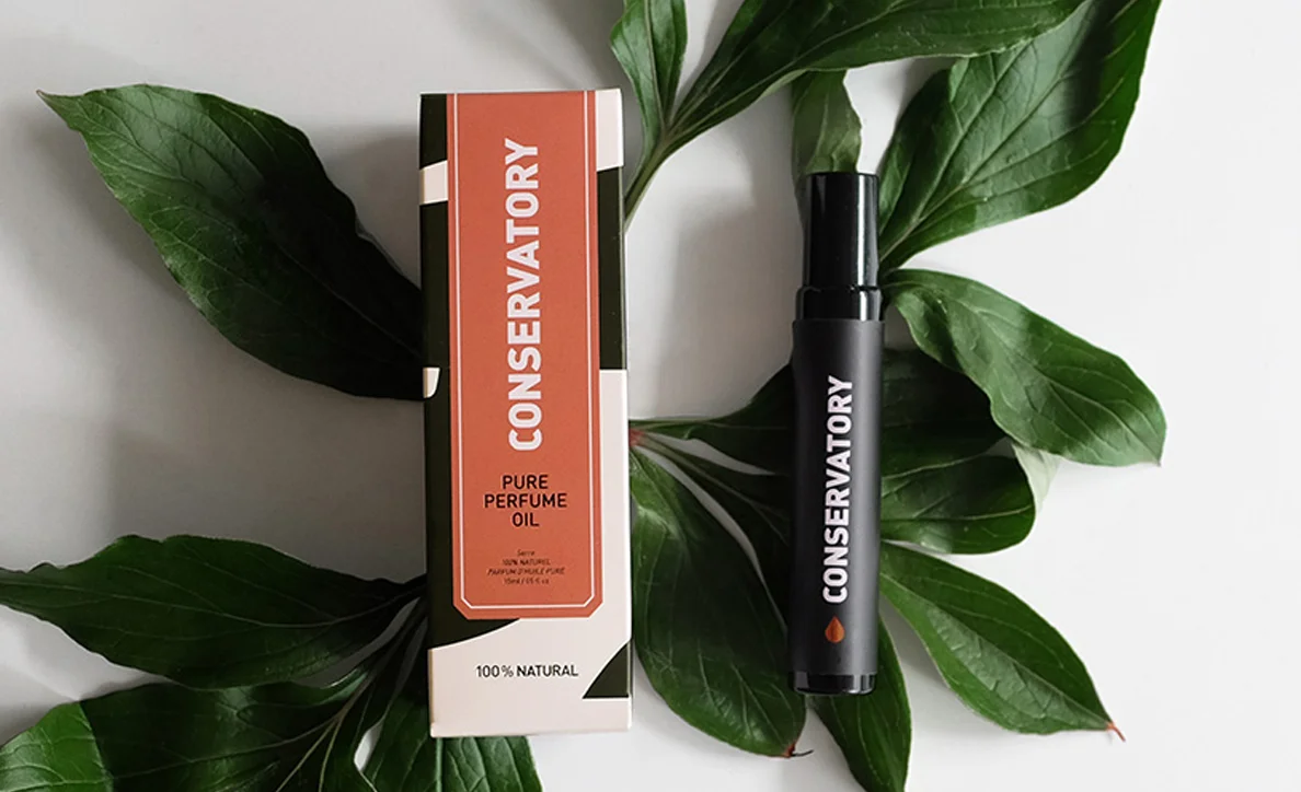 nyc graphic designer skincare beauty way of will essential oils willie tsang body care wellness packaging pure perfume oil conservatory leaves black white copper design