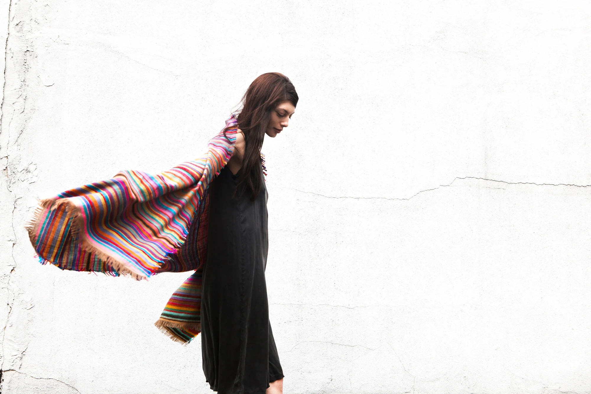 andraab catalog design photo shootnyc art director accessories apparel  shawls scarves scarf movement stripes magenta