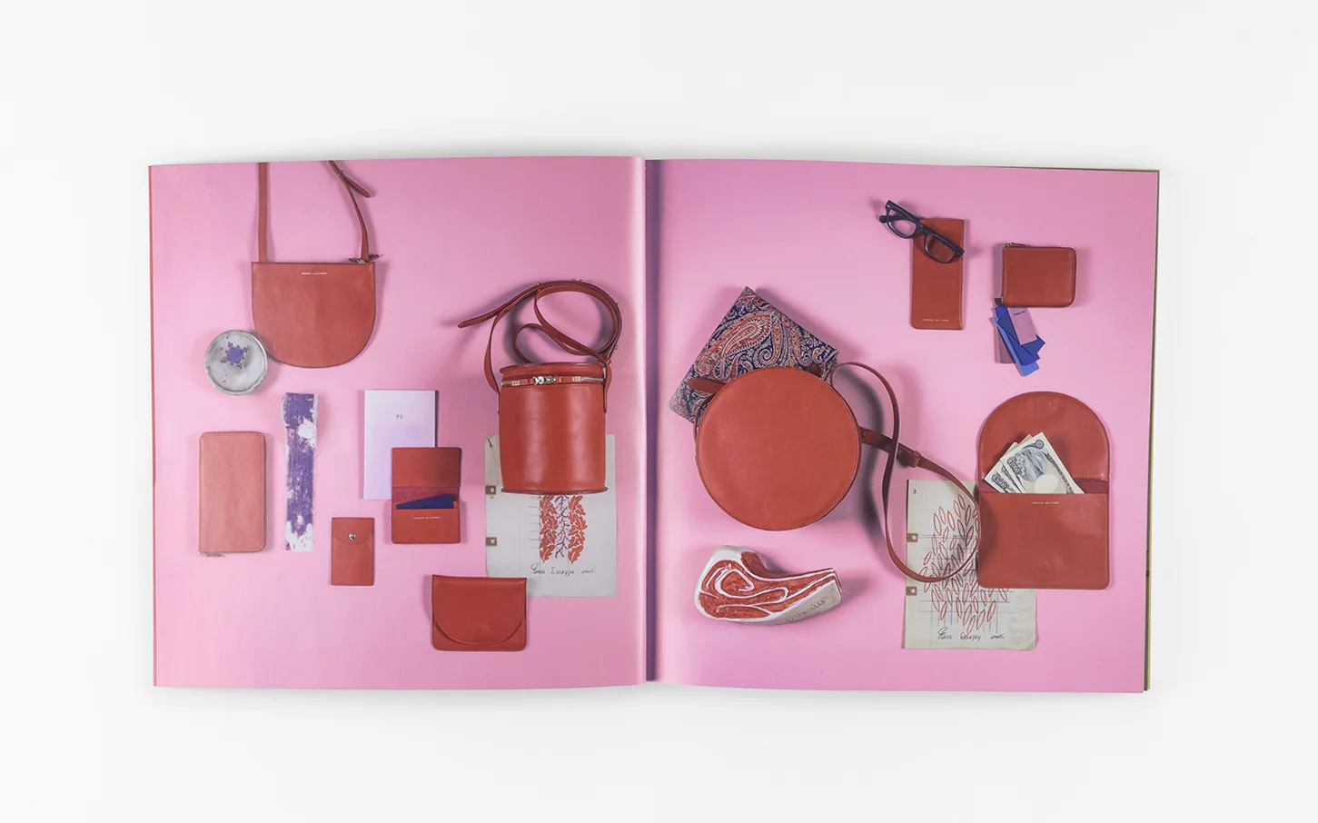 nyc graphic designer art director MH minor history leather goods product accessories design red handbag wallet steak editorial catalog