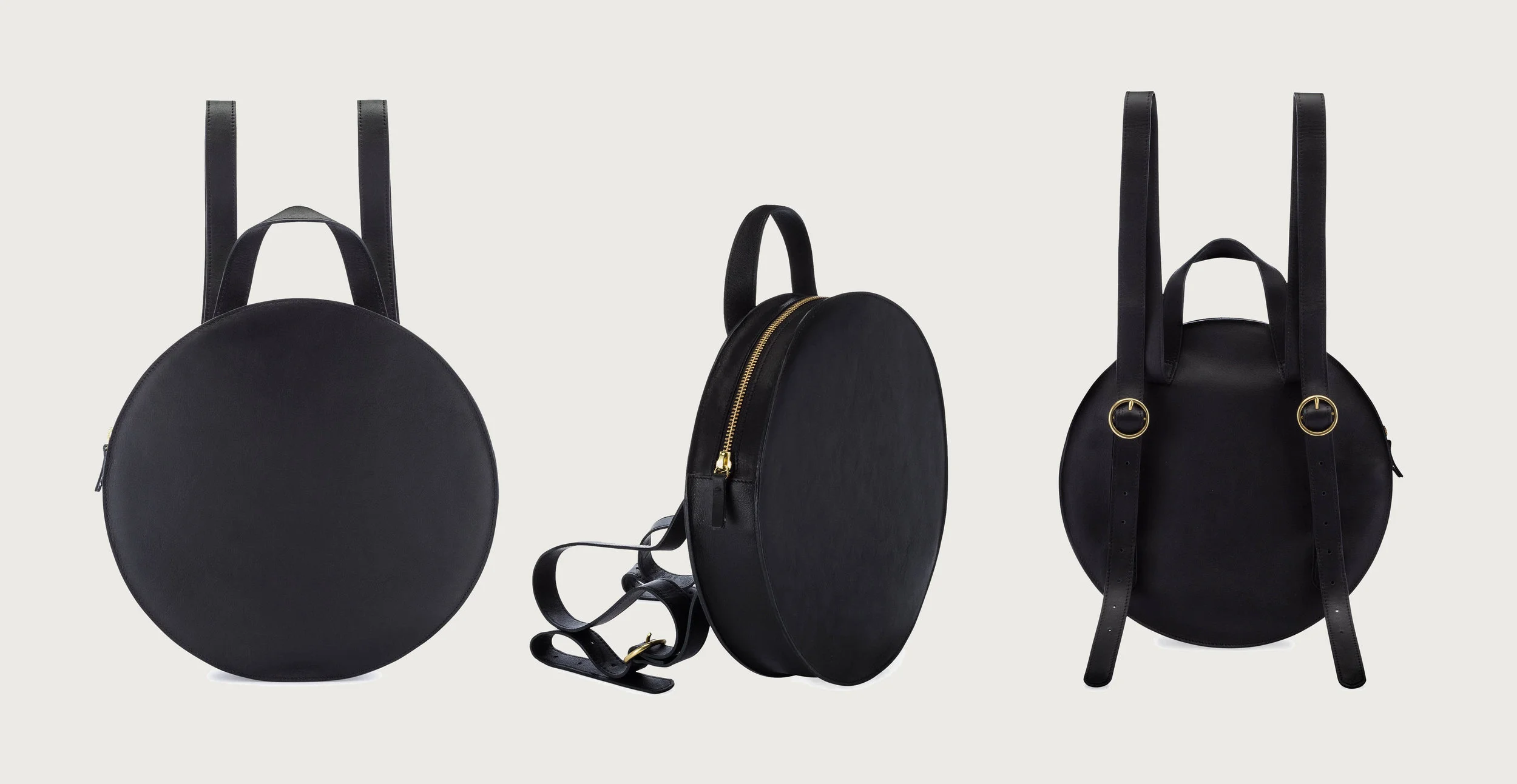 nyc graphic designer art director school college MH minor history leather goods product accessories design silhouette backpack round black moon travel