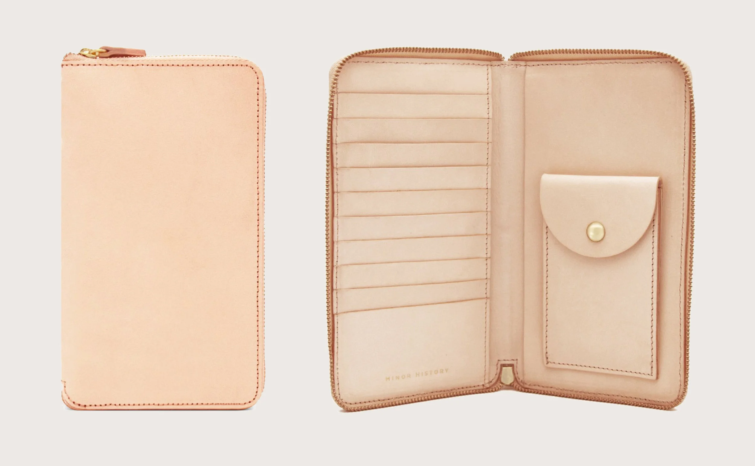 nyc graphic designer art director MH minor history leather goods product accessories design wallet nude zip tall shopping birthday money holder saving ideas