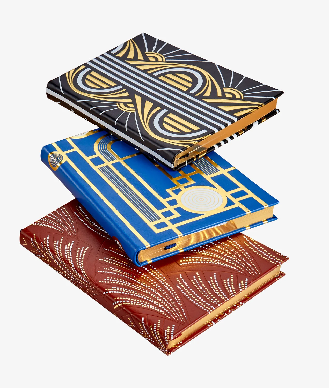 nyc designer graphic image x A/M Aesthetic Movement New York leather stationery journals art deco pattern red blue black gold design