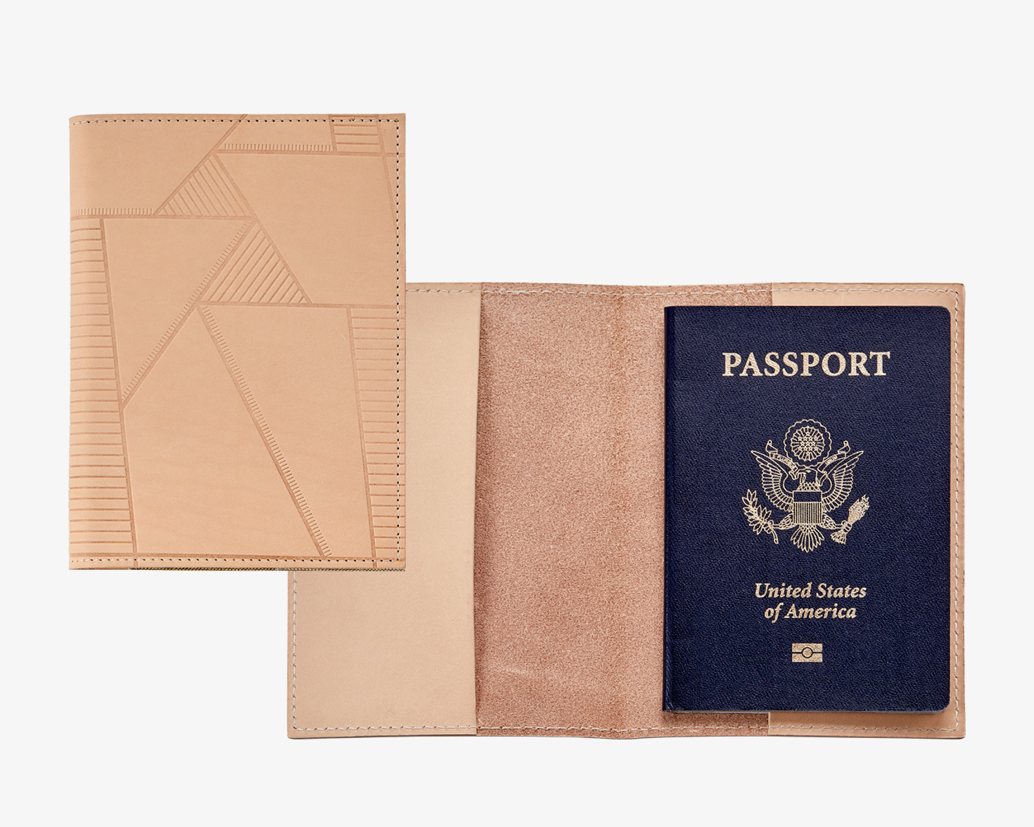 nyc designer graphic image x A/M Aesthetic Movement New York leather passport holder blind deboss nude usa united states