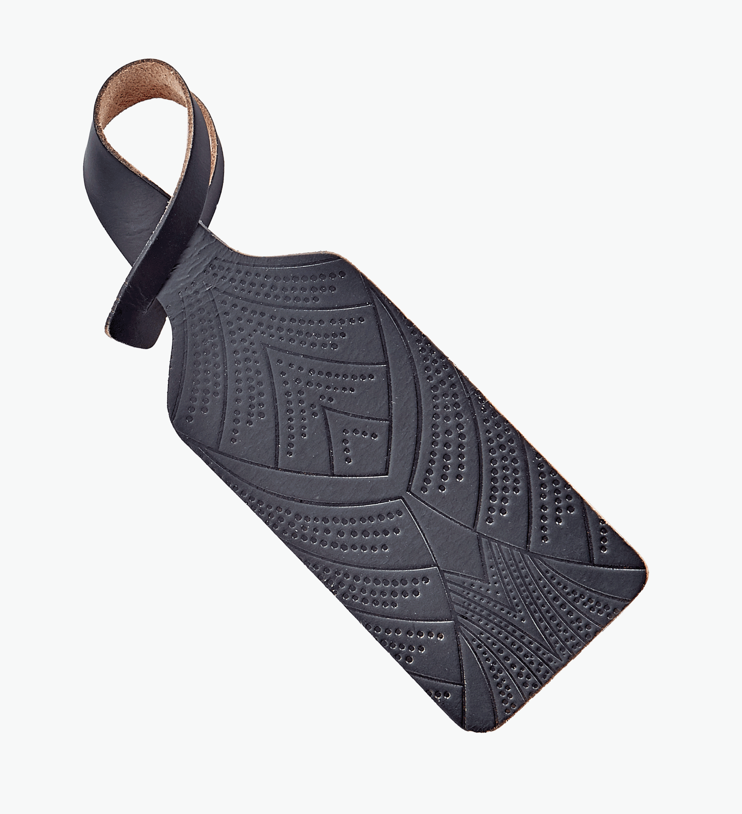 nyc designer graphic image x A/M Aesthetic Movement New York leather hang tag travel custom pattern blind deboss red black blue nude